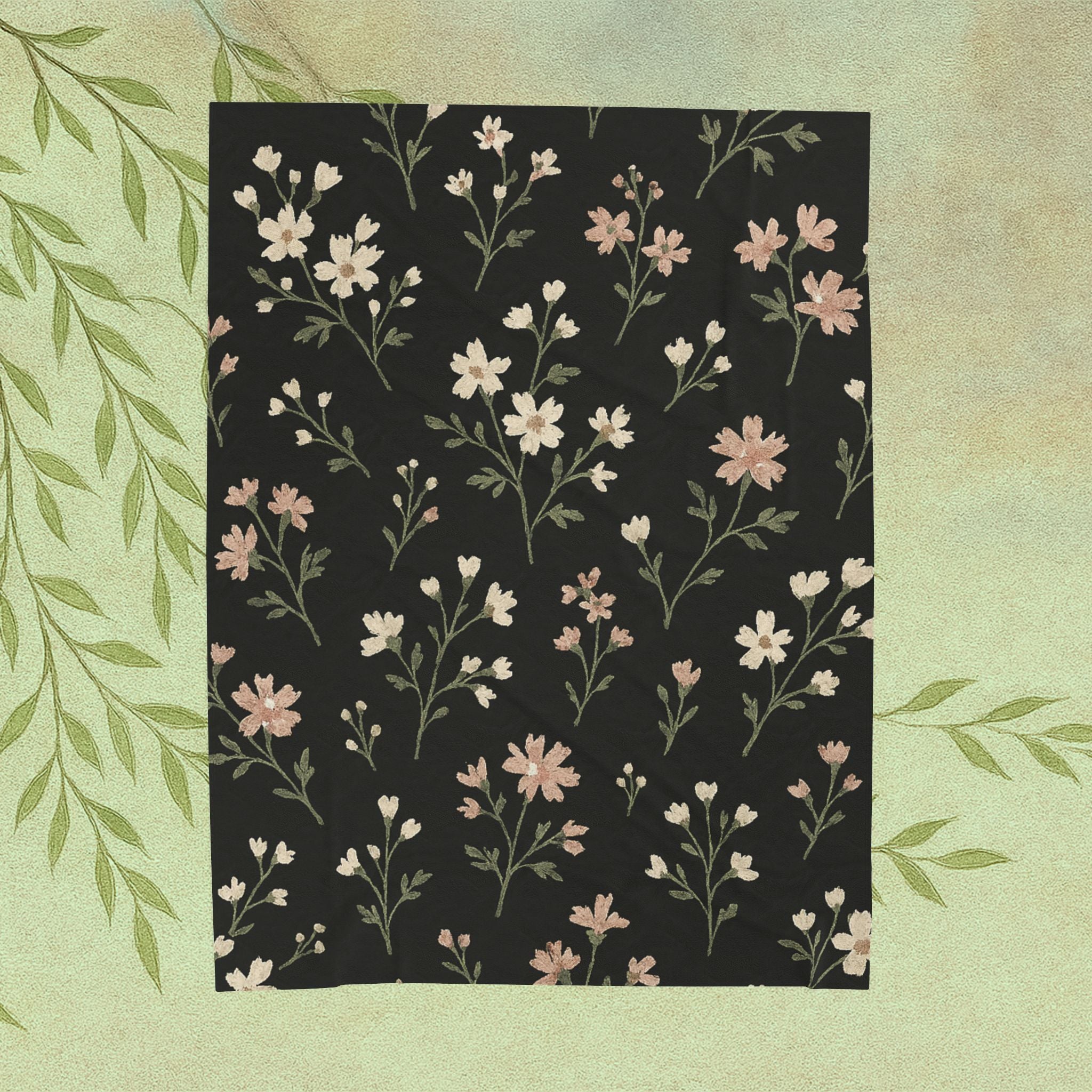 Floral Velveteen Plush Blanket