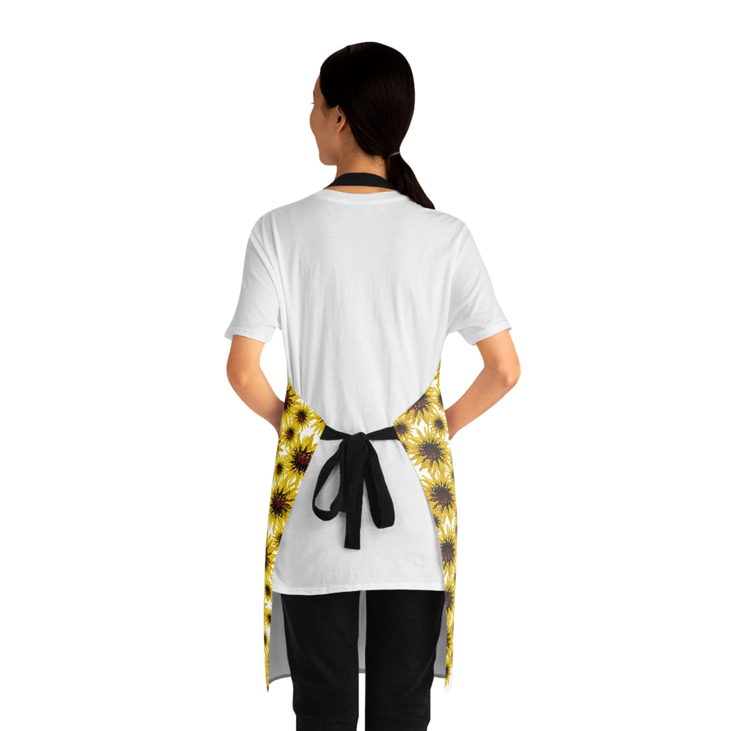 Sunflower Allover Print Apron — Bright Floral Apron for Gardening & Cooking