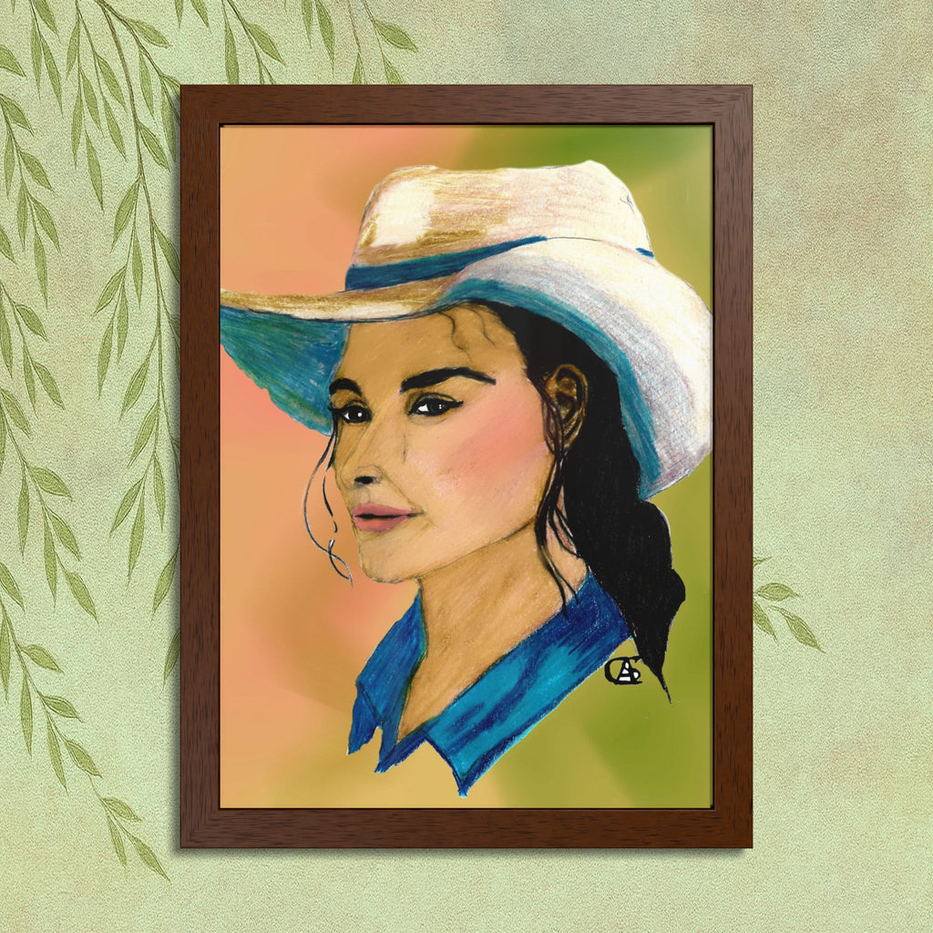 "Hazel' -- Cowgirl Portrait Framed Poster — Colorful Western Wall Art