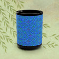Blue Floral Over Black 15oz Mug — Textured Art Coffee Cup