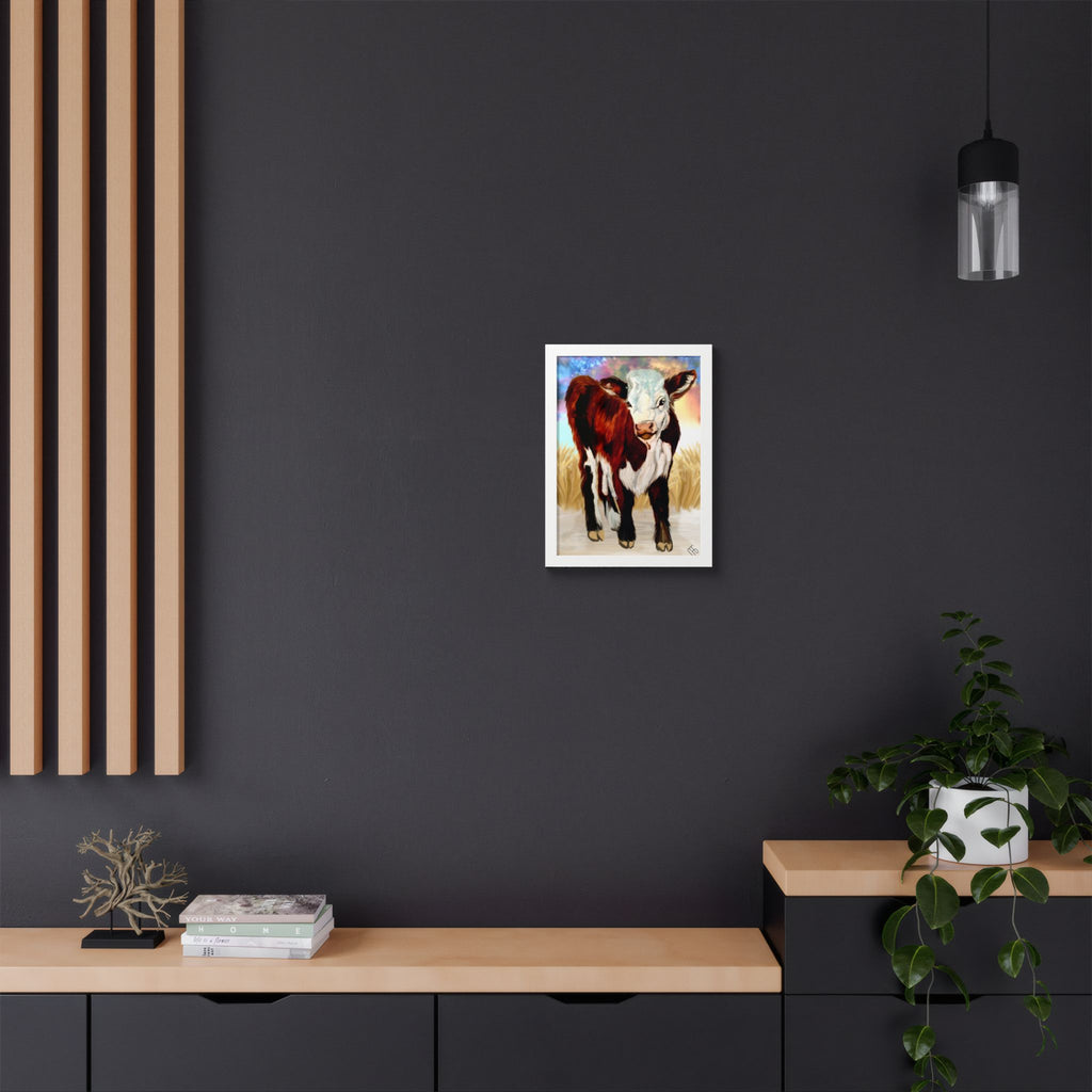 Framed Calf Art Print — Colorful Farmhouse Poster