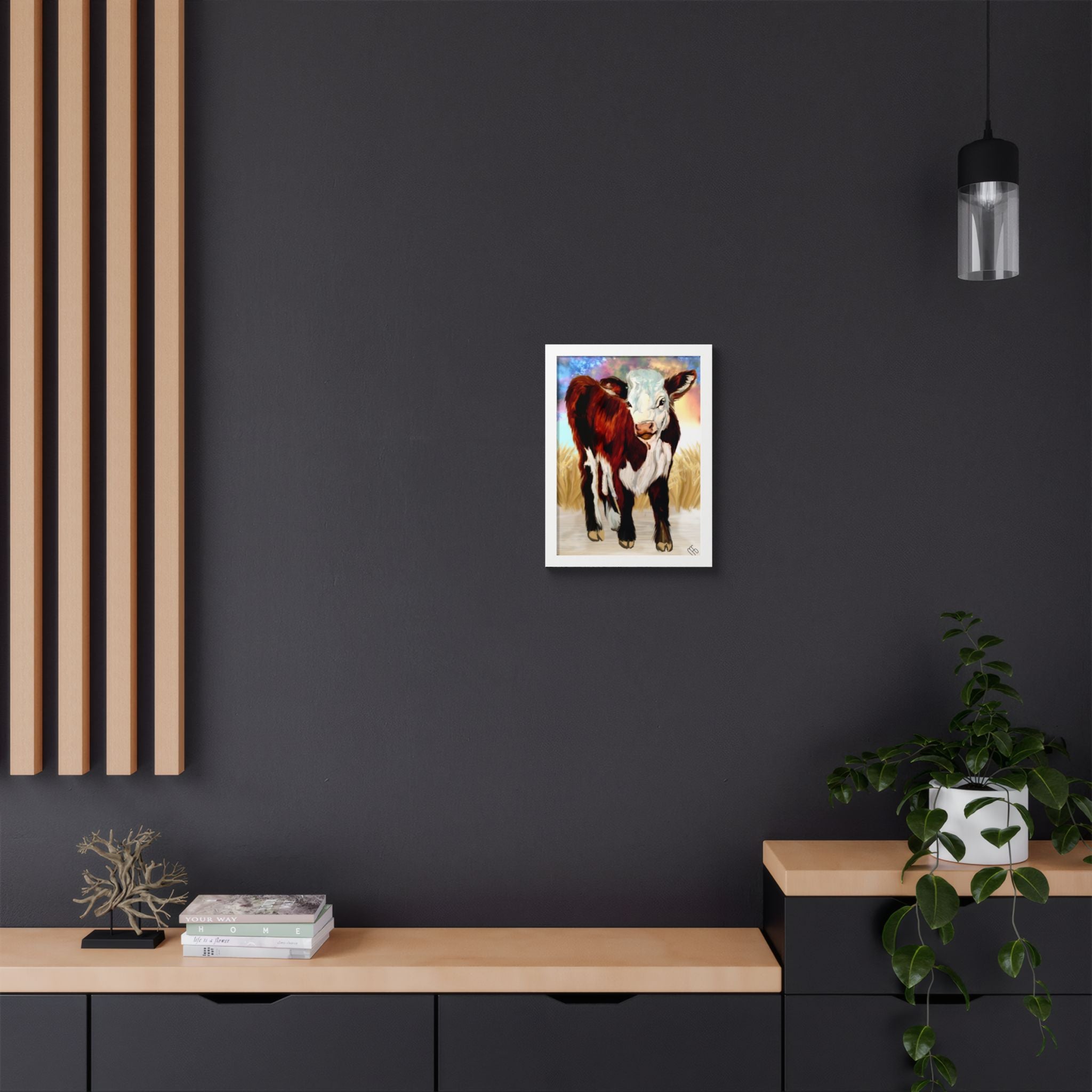 Framed Calf Art Print — Colorful Farmhouse Poster