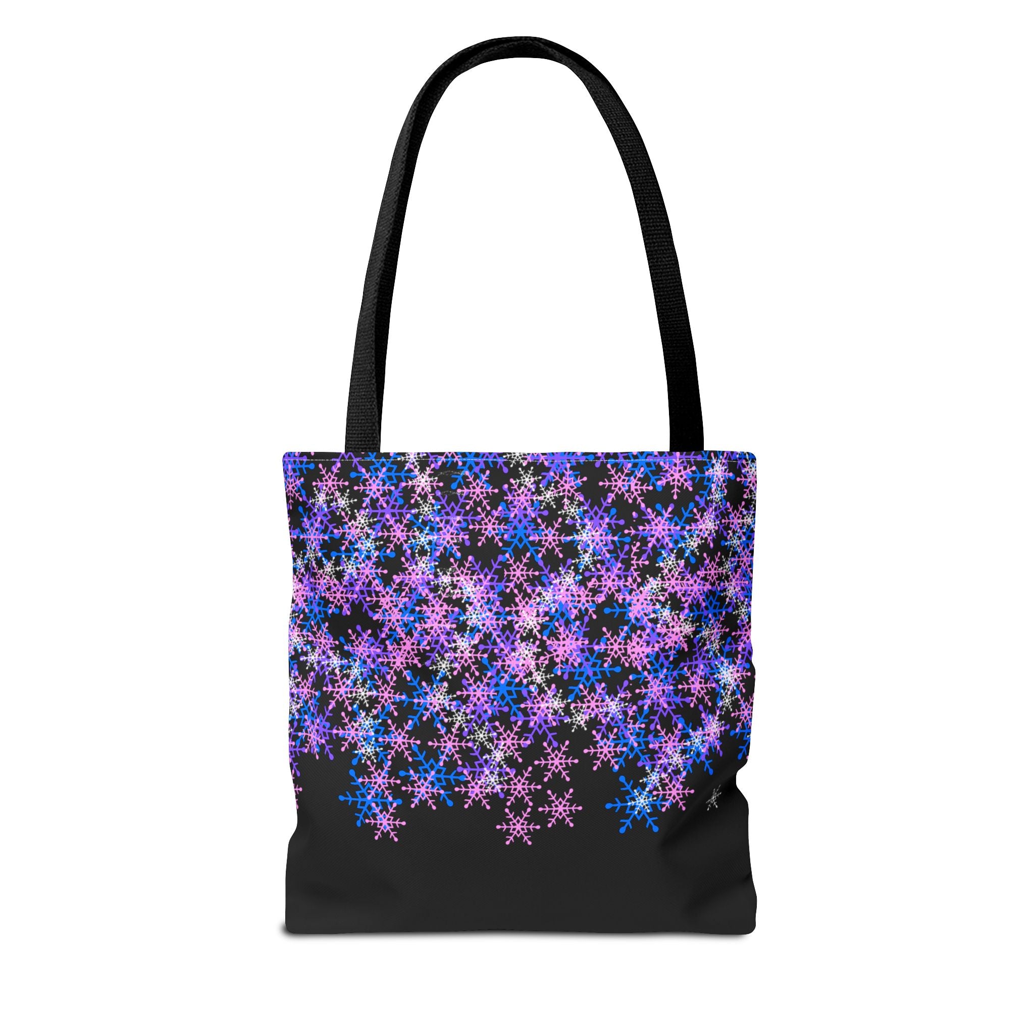 Cosmic Snowflake Tote Bag — Purple and Blue Snowflake Pattern Border Print