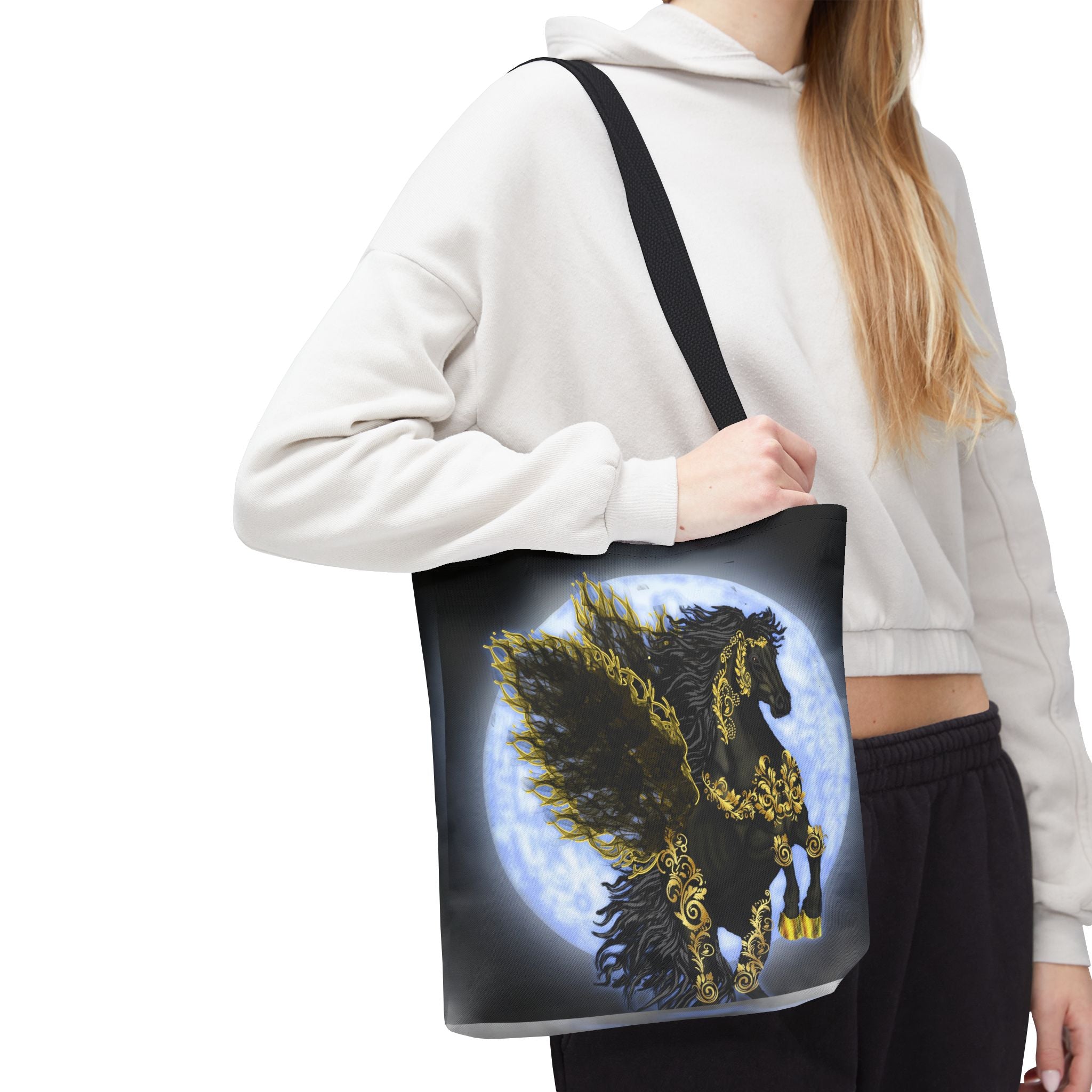 Moonlit Golden Pegasus Tote Bag
