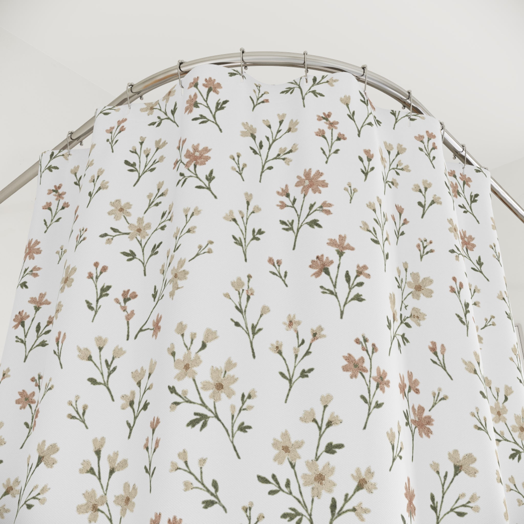 Floral Shower Curtain — Neutral Wildflower Shower Curtain