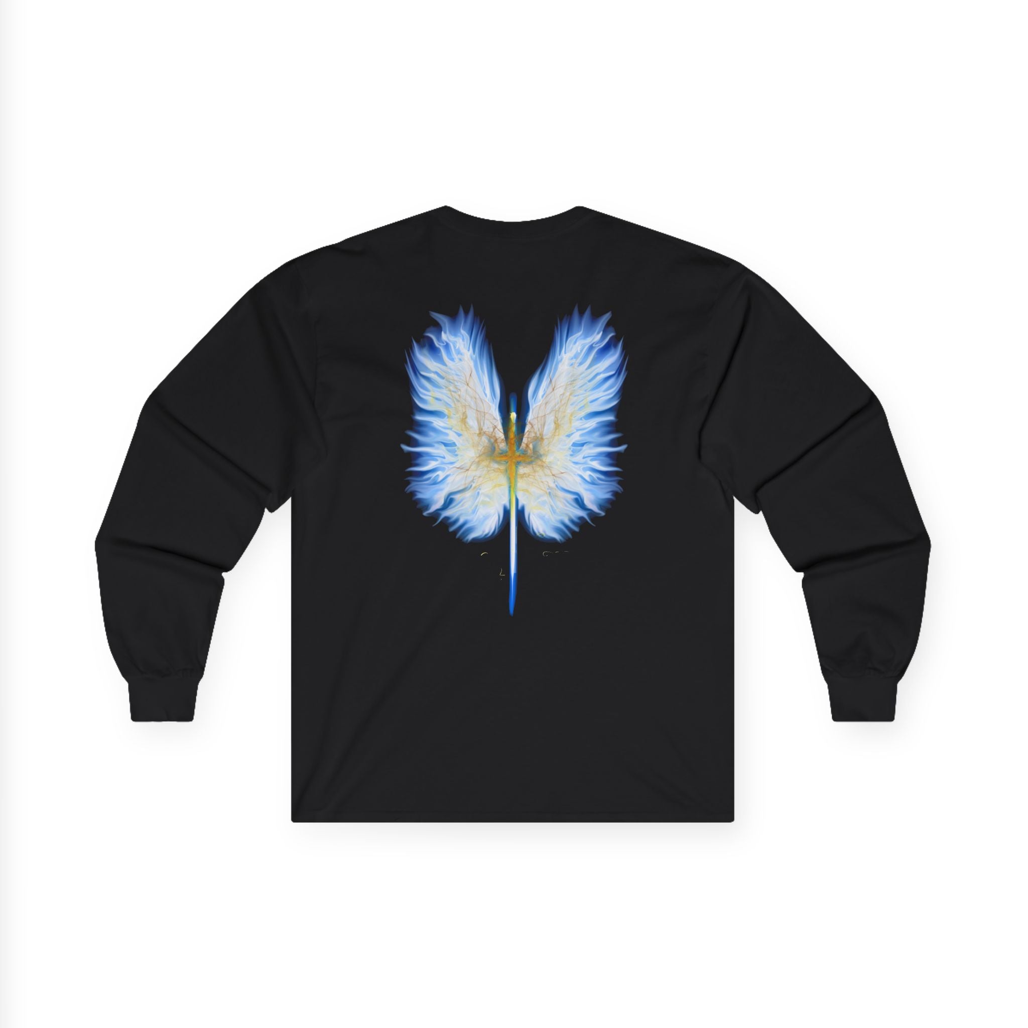 Long Sleeve Tee — Blue Sword of The Spirit Graphic (Back & Chest)