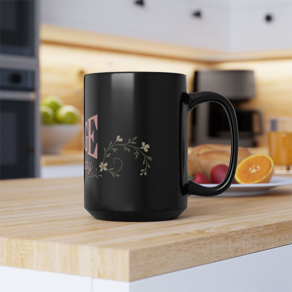 Savage Cry Baby Black 15oz Mug — Pink Retro Floral Coffee Cup