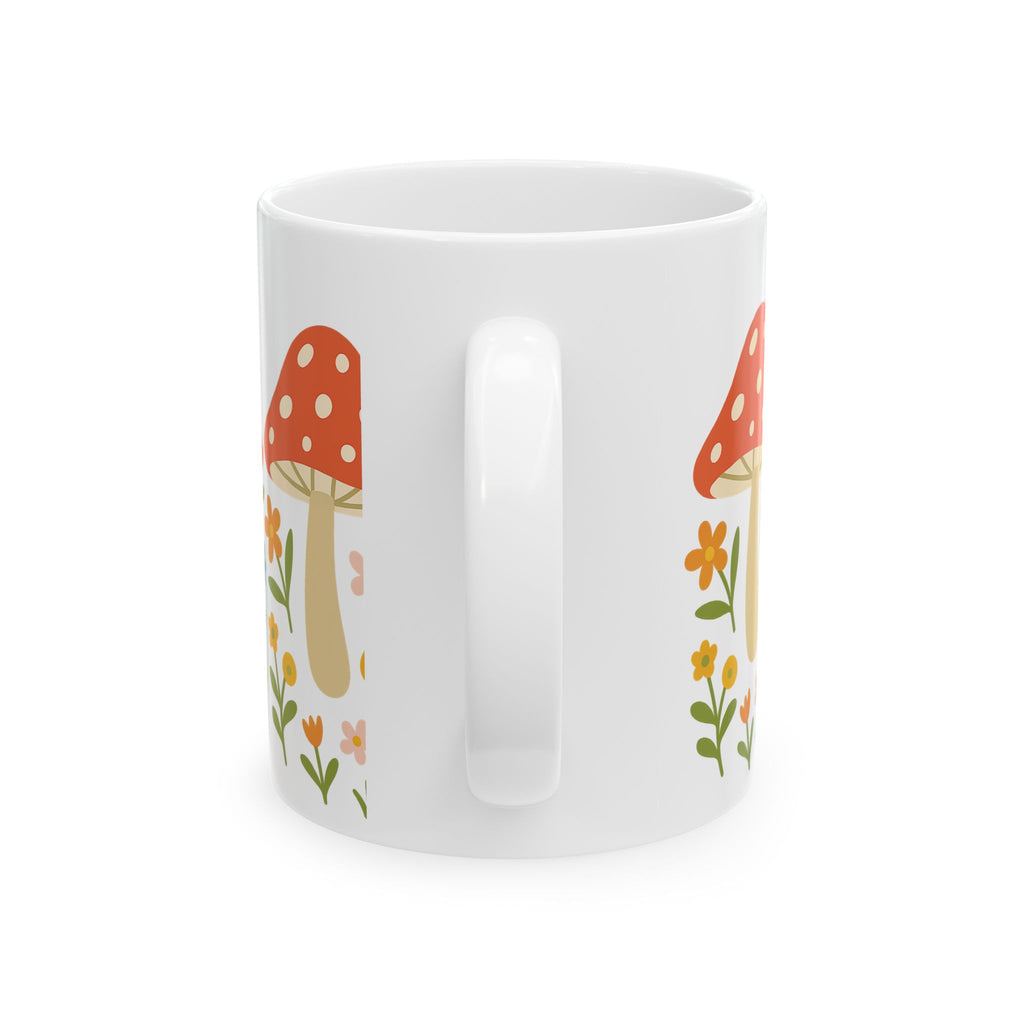 Mushroom Floral Ceramic Mug — Cute Garden Coffee Cup (11oz)