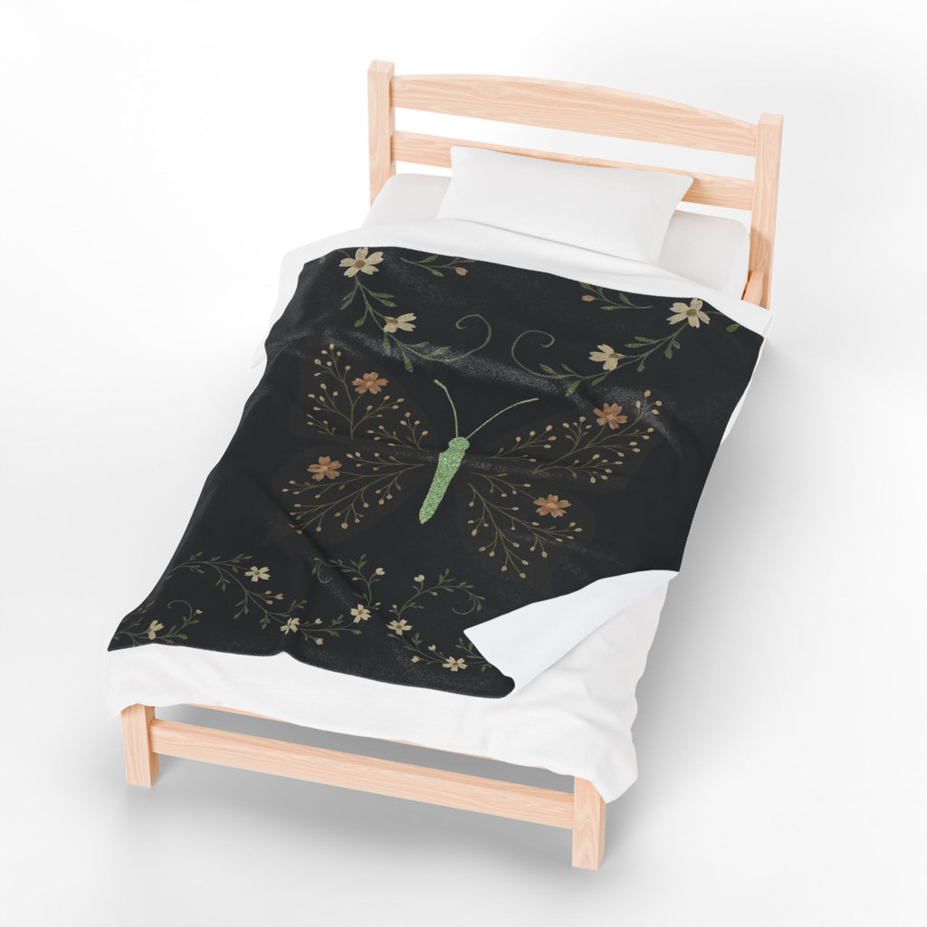 Botanical Butterfly Velveteen Plush Blanket