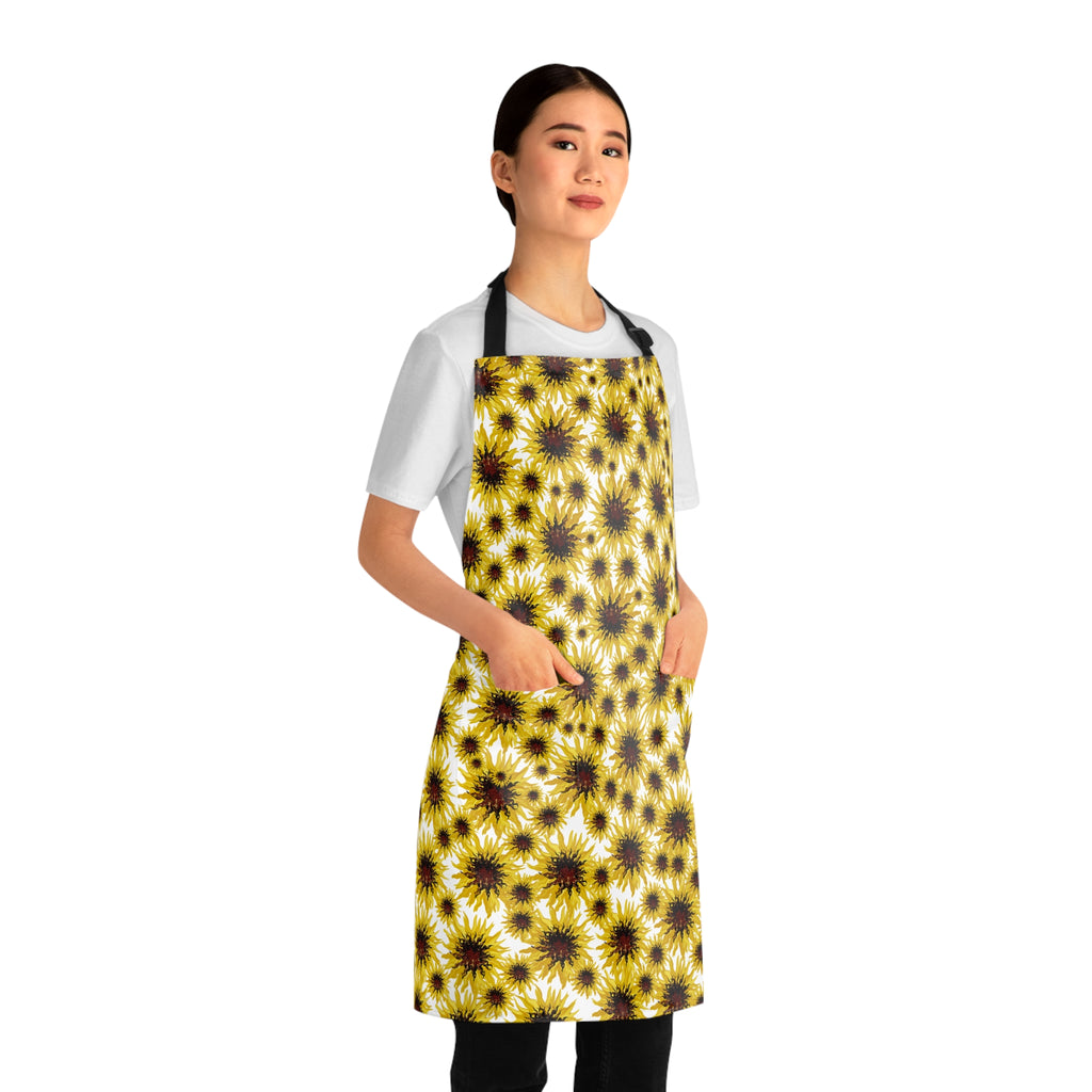Sunflower Allover Print Apron — Bright Floral Apron for Gardening & Cooking