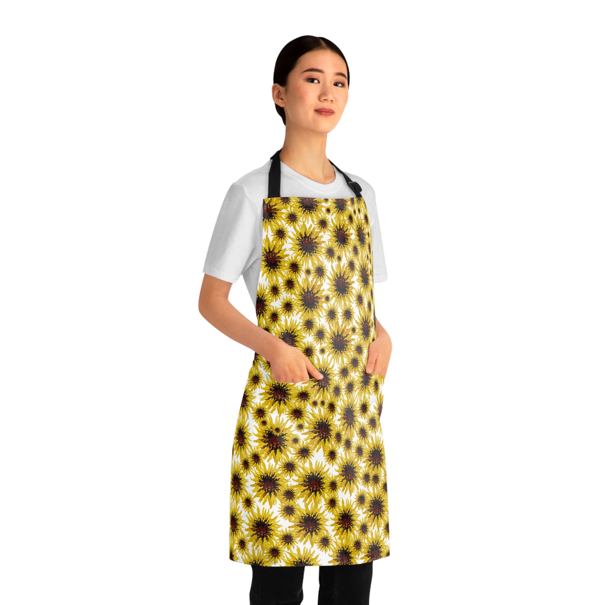 Sunflower Allover Print Apron — Bright Floral Apron for Gardening & Cooking