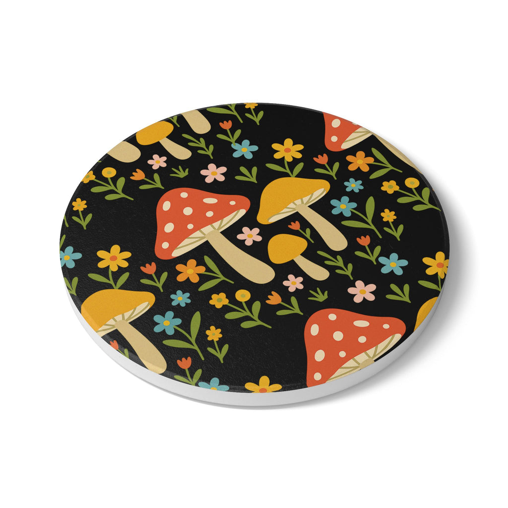Mushroom Floral Ceramic Coaster