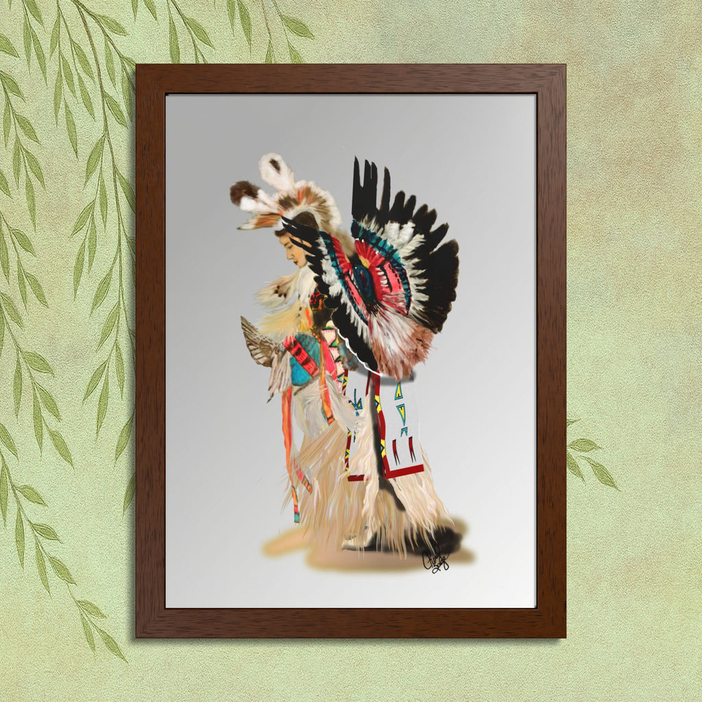 Native Dancer Framed Poster — Colorful Powwow Headdress Art