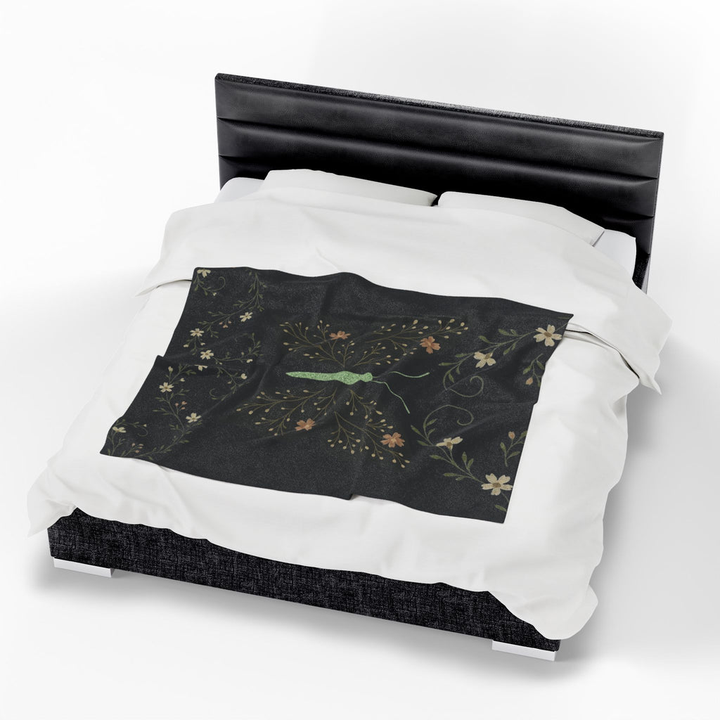 Botanical Butterfly Velveteen Plush Blanket