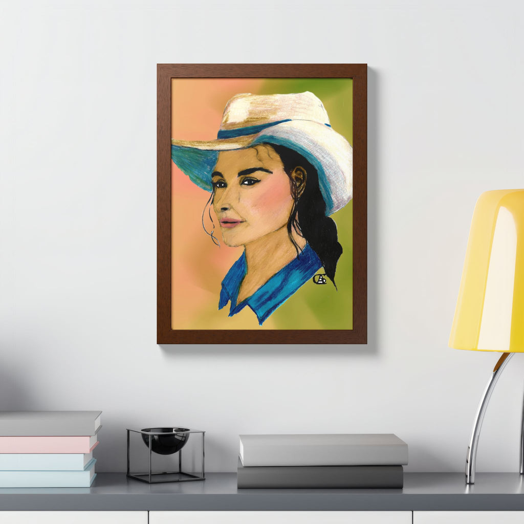 "Hazel' -- Cowgirl Portrait Framed Poster — Colorful Western Wall Art