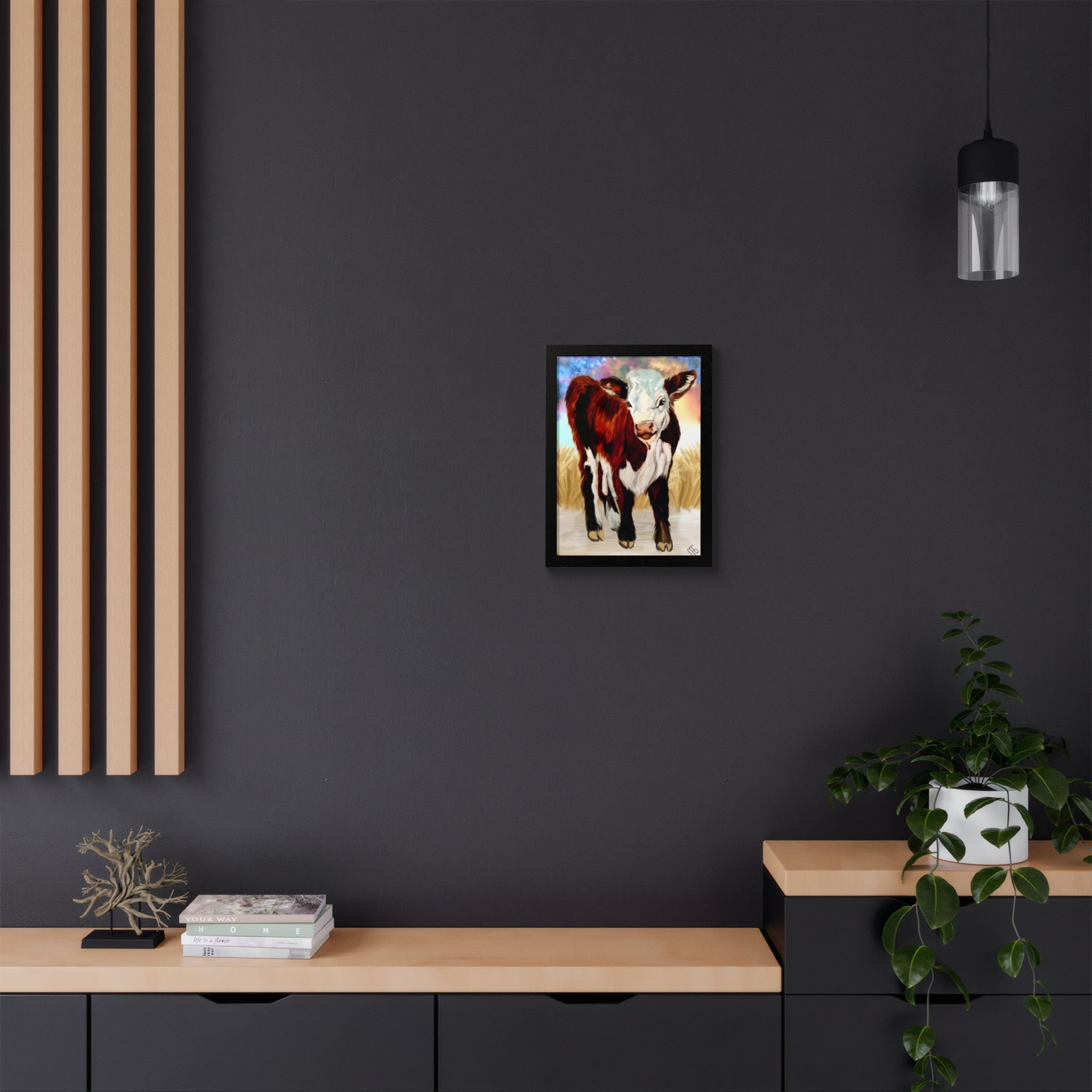 Framed Calf Art Print — Colorful Farmhouse Poster