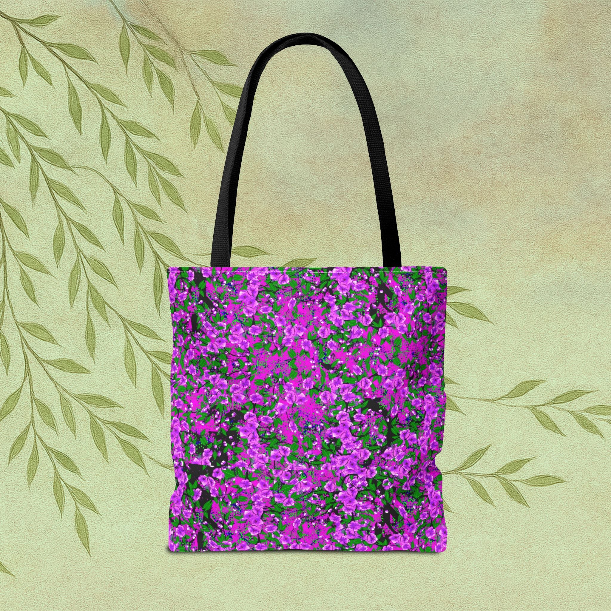 Pink Floral Pattern Tote Bag — All-Over-Print Reusable Shopper