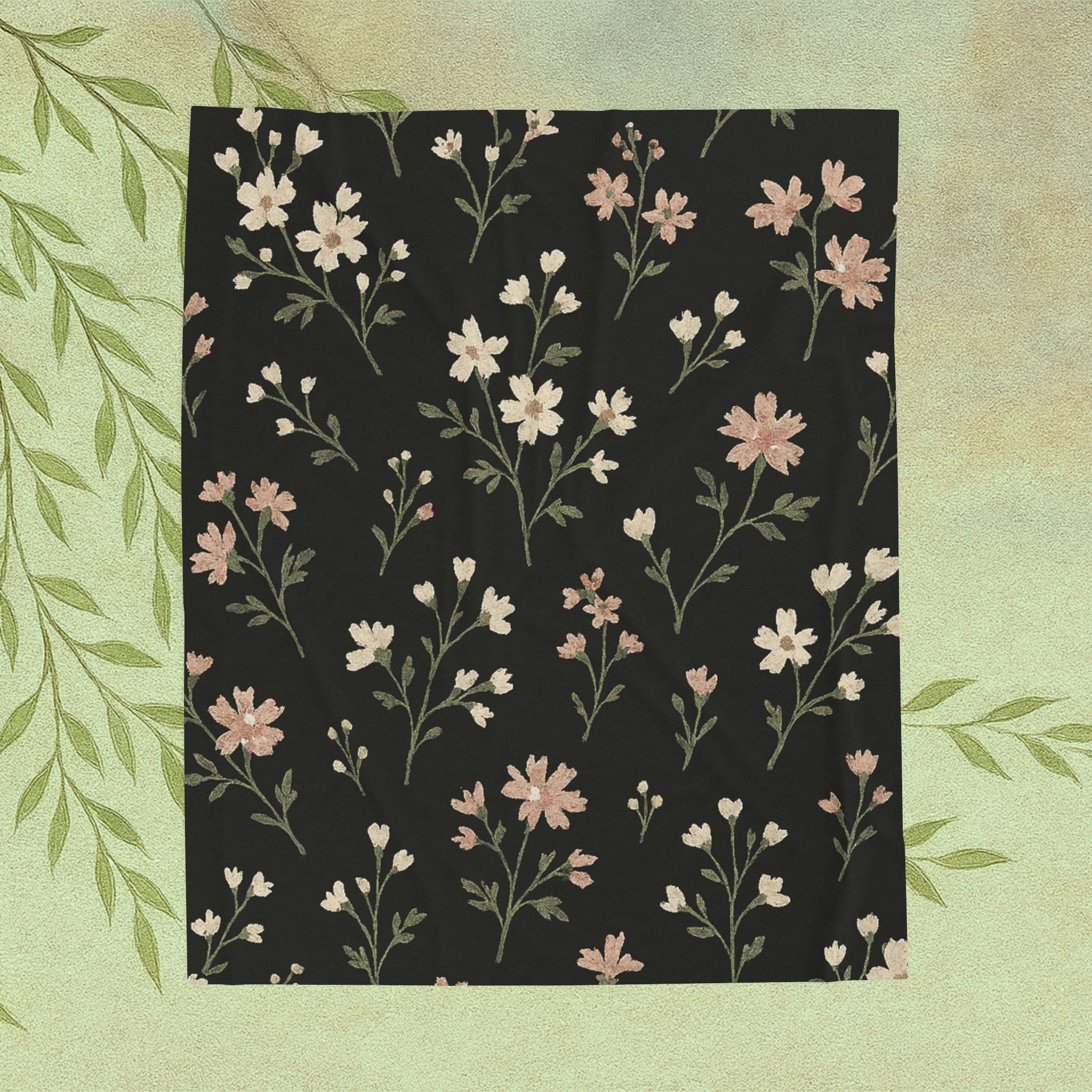 Floral Velveteen Plush Blanket