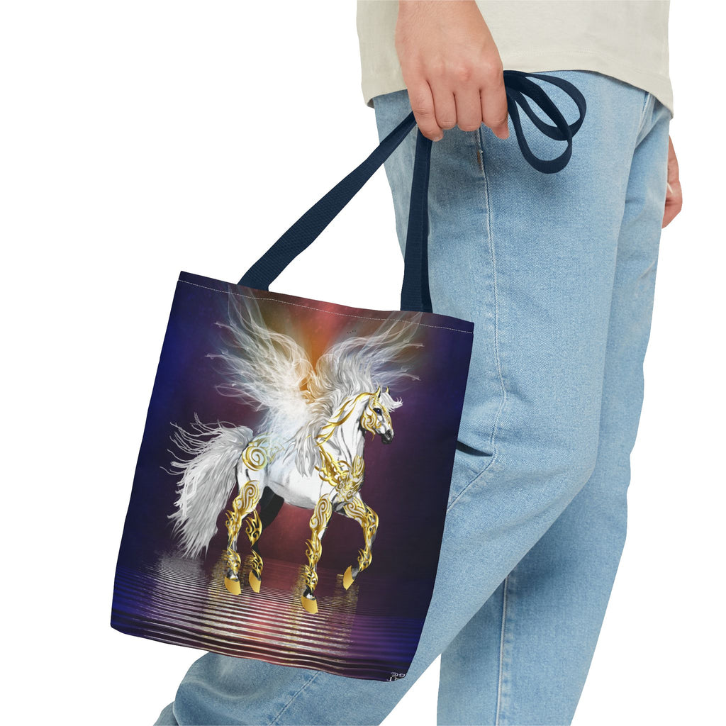 Pegasus Fantasy Tote Bag — Winged Gold-Accented Unicorn Tote