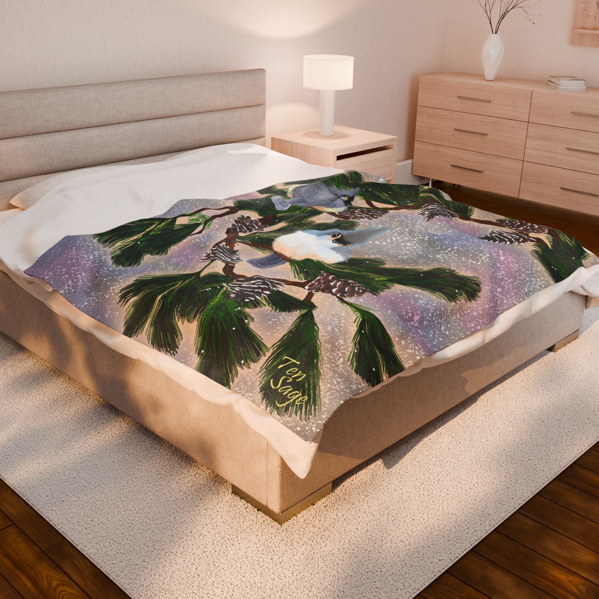 Velveteen Plush Blanket — Winter Afternoon Conversation