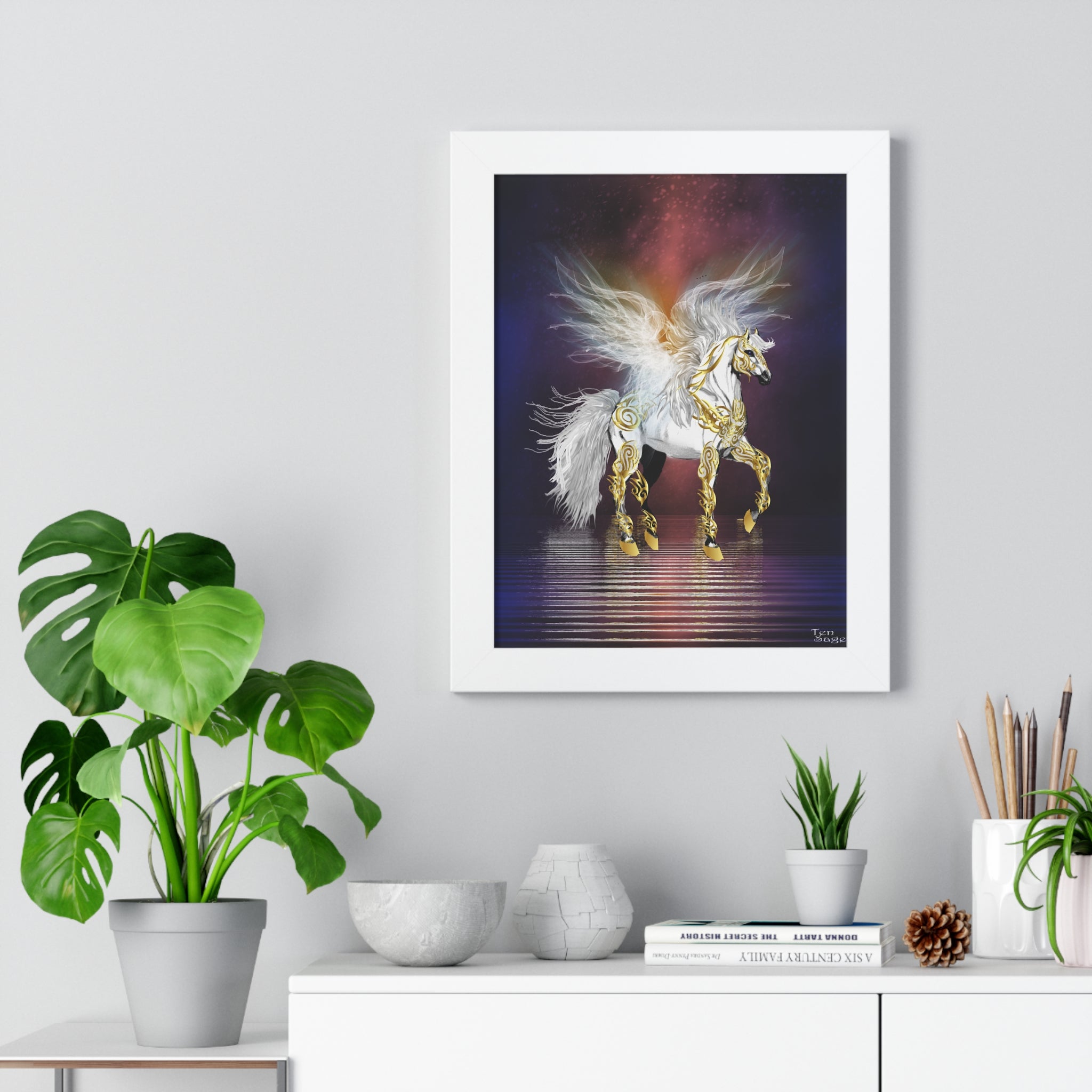 Pegasus Art Print — Framed Vertical Fantasy Poster