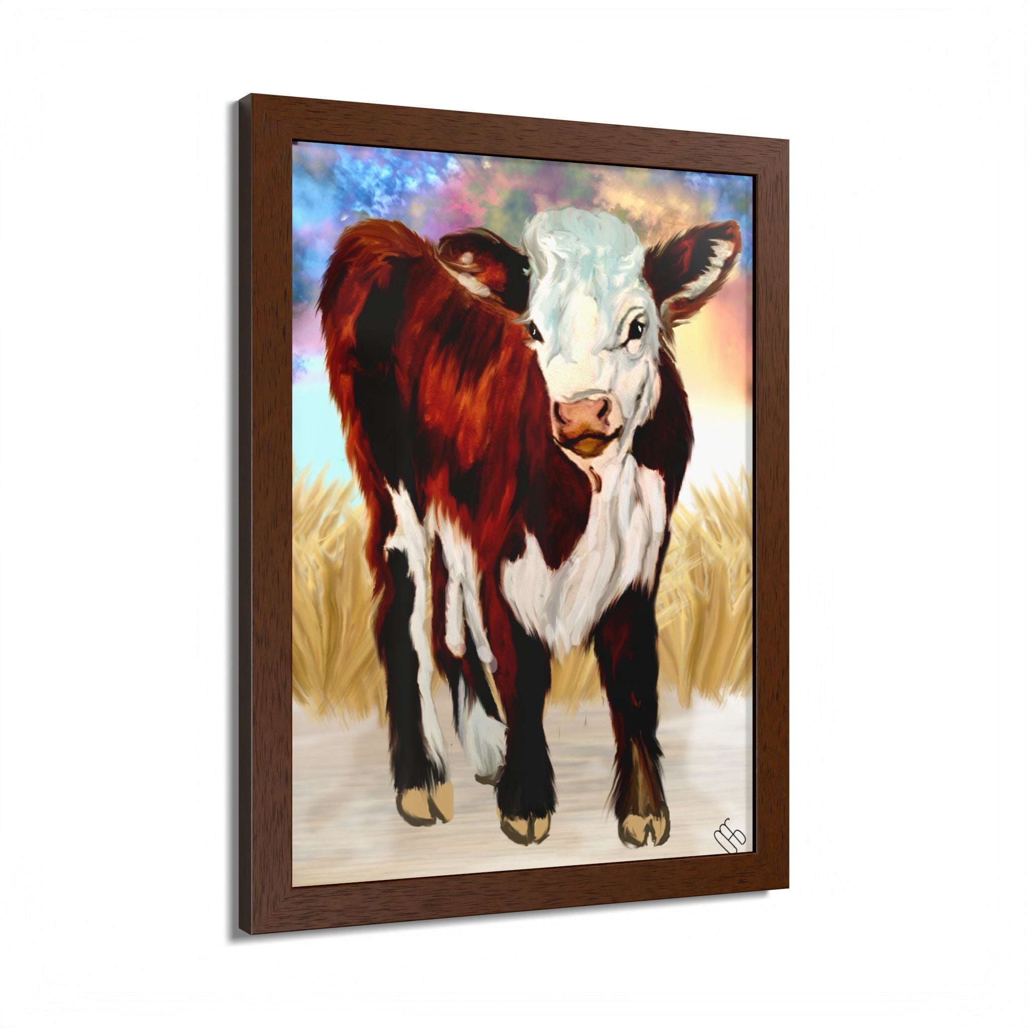 Framed Calf Art Print — Colorful Farmhouse Poster