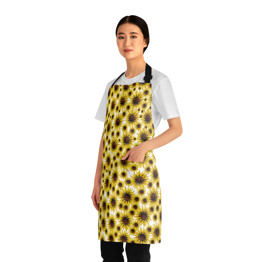 Sunflower Allover Print Apron — Bright Floral Apron for Gardening & Cooking