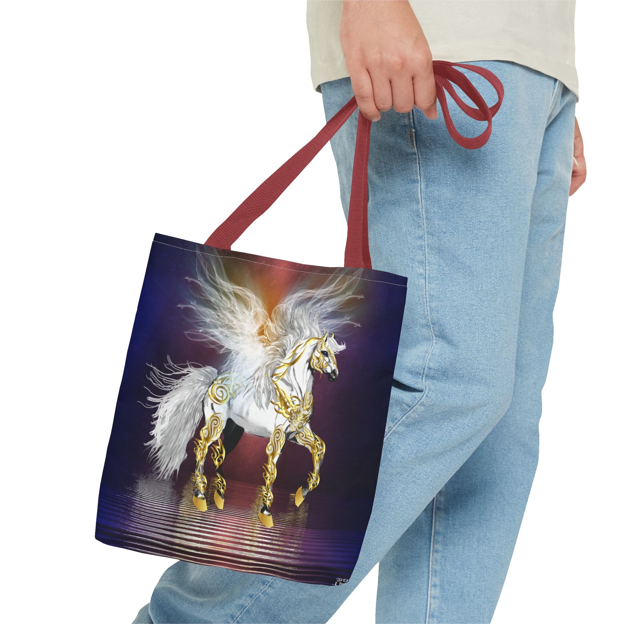 Pegasus Fantasy Tote Bag — Winged Gold-Accented Unicorn Tote