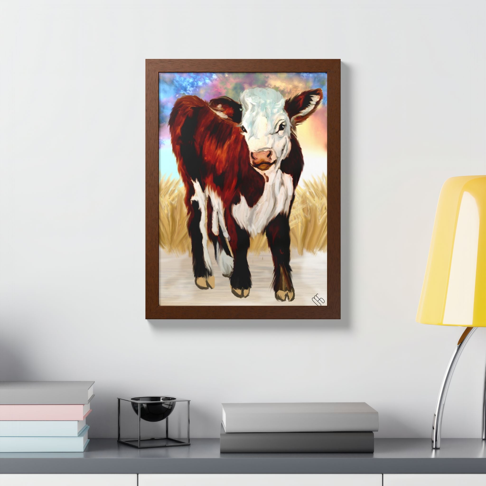 Framed Calf Art Print — Colorful Farmhouse Poster