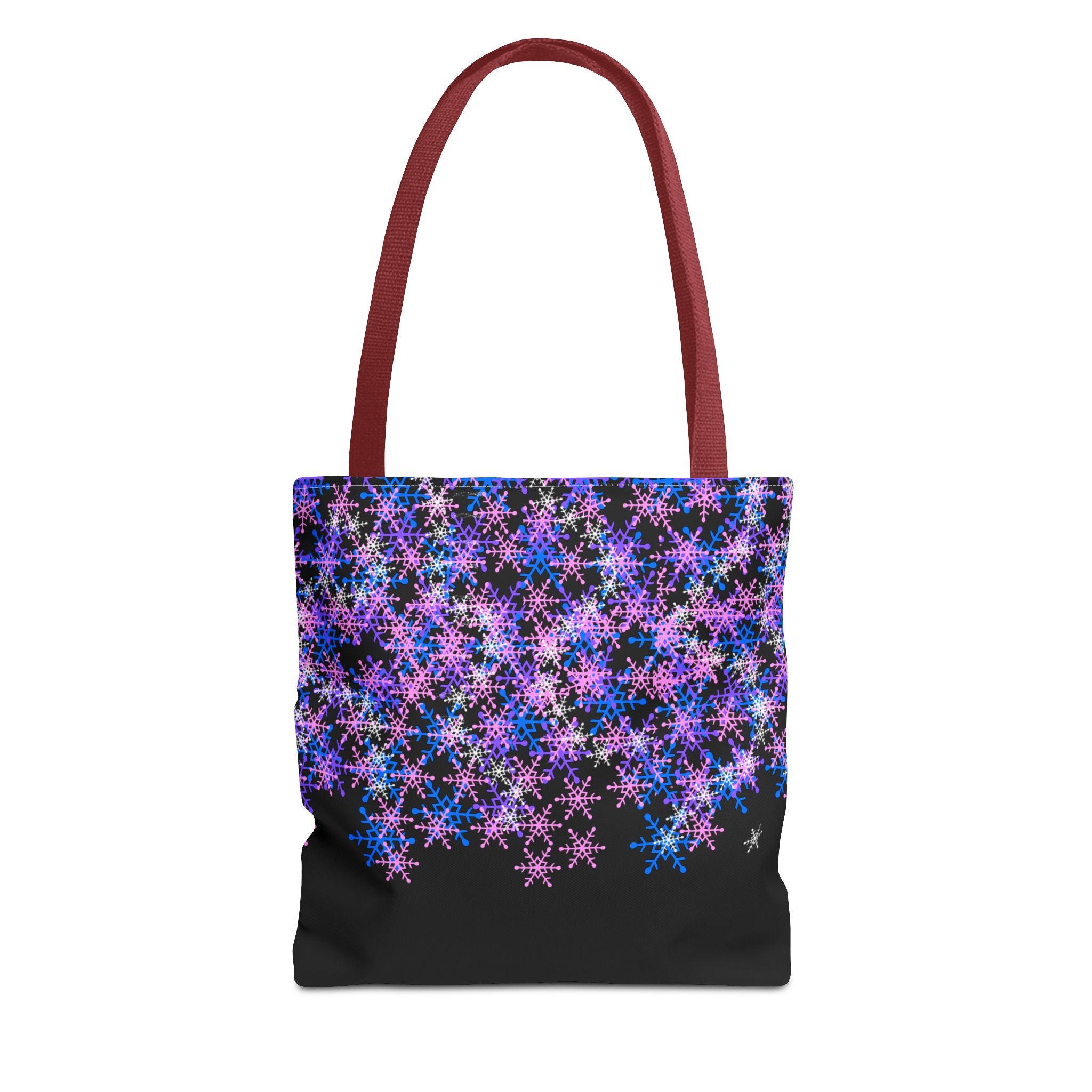Cosmic Snowflake Tote Bag — Purple and Blue Snowflake Pattern Border Print