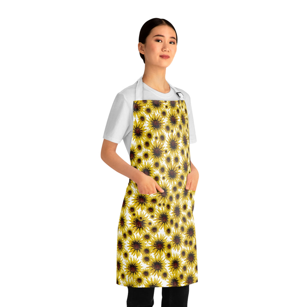 Sunflower Allover Print Apron — Bright Floral Apron for Gardening & Cooking