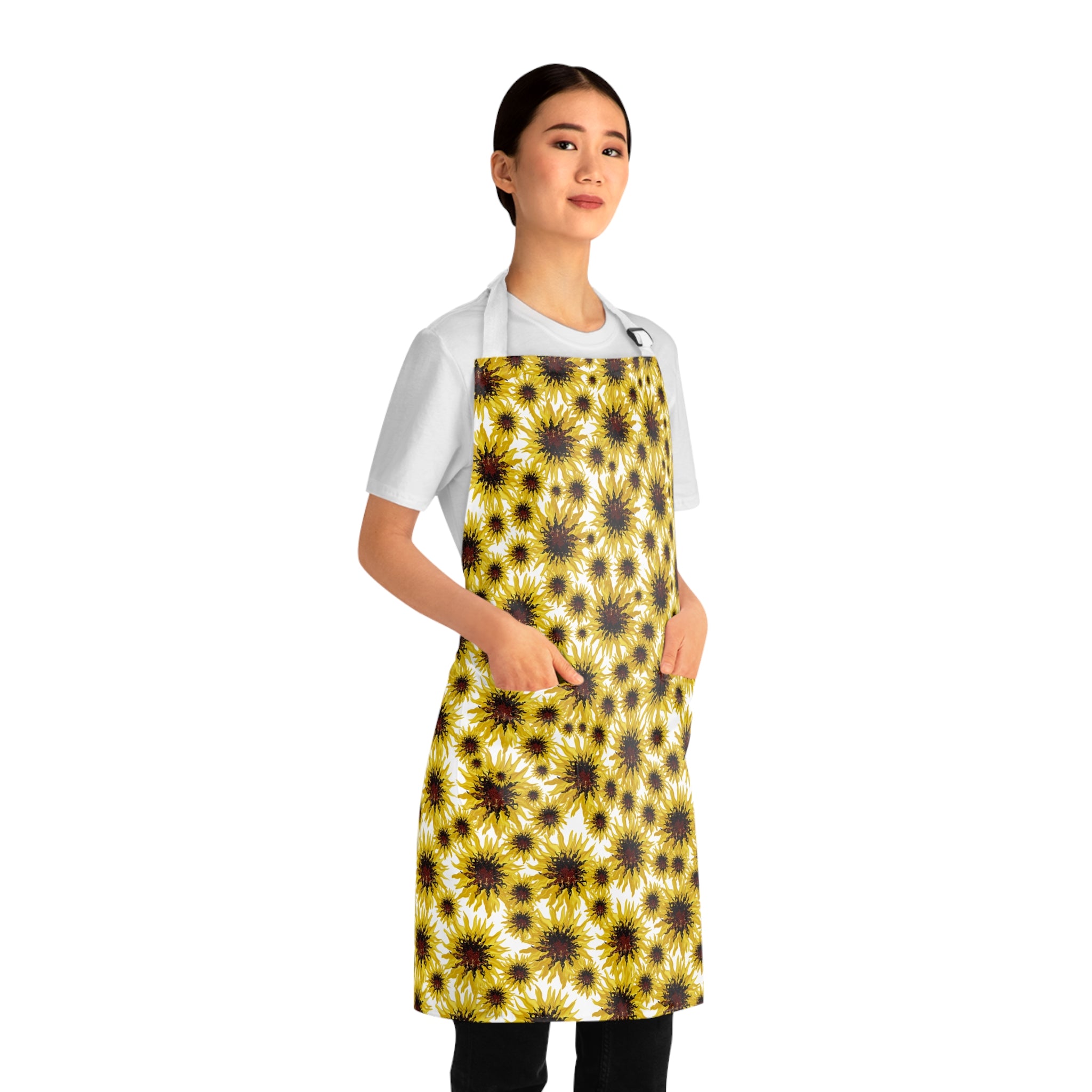Sunflower Allover Print Apron — Bright Floral Apron for Gardening & Cooking
