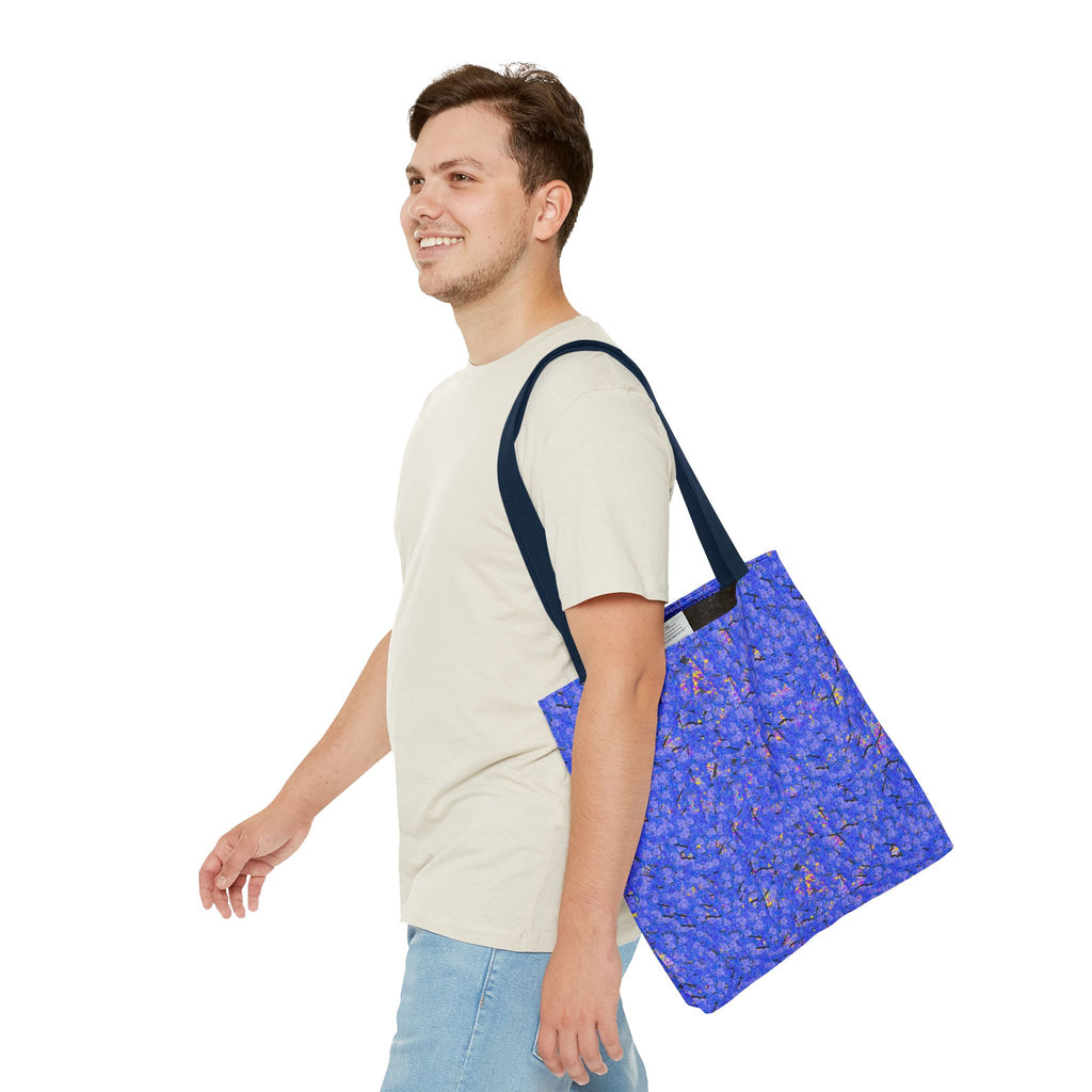 Blue Abstract Texture Tote Bag - Artistic All-Over Print Beach & Market Tote