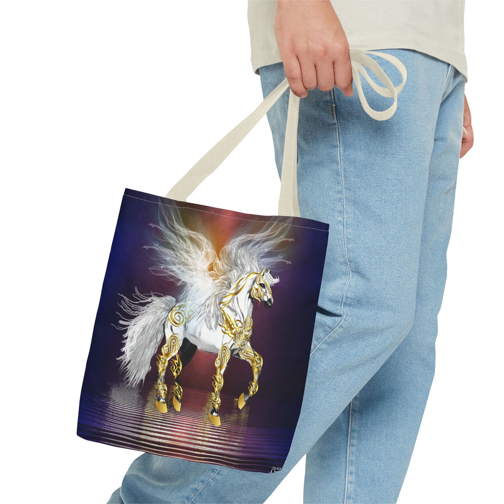 Pegasus Fantasy Tote Bag — Winged Gold-Accented Unicorn Tote