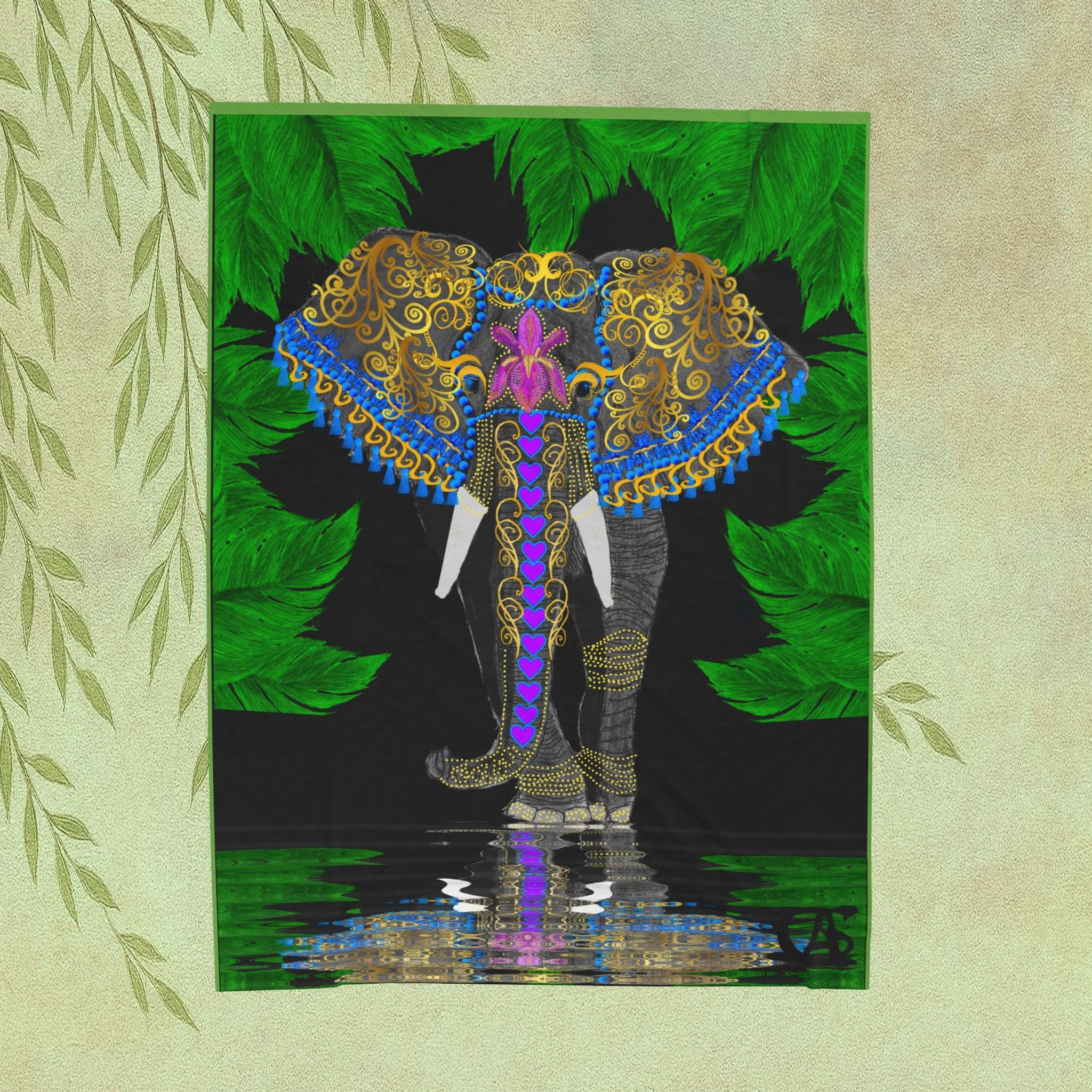 Velveteen Plush Blanket — Ornate Elephant Decorative Throw for Living Room & Gift