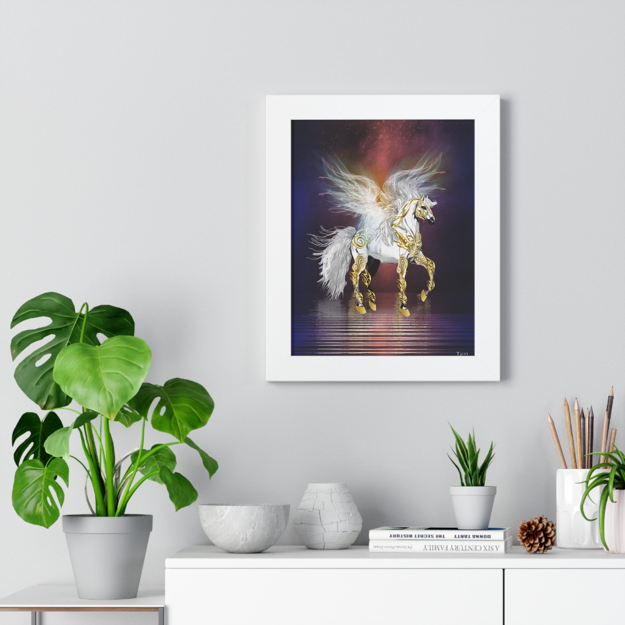 Pegasus Art Print — Framed Vertical Fantasy Poster