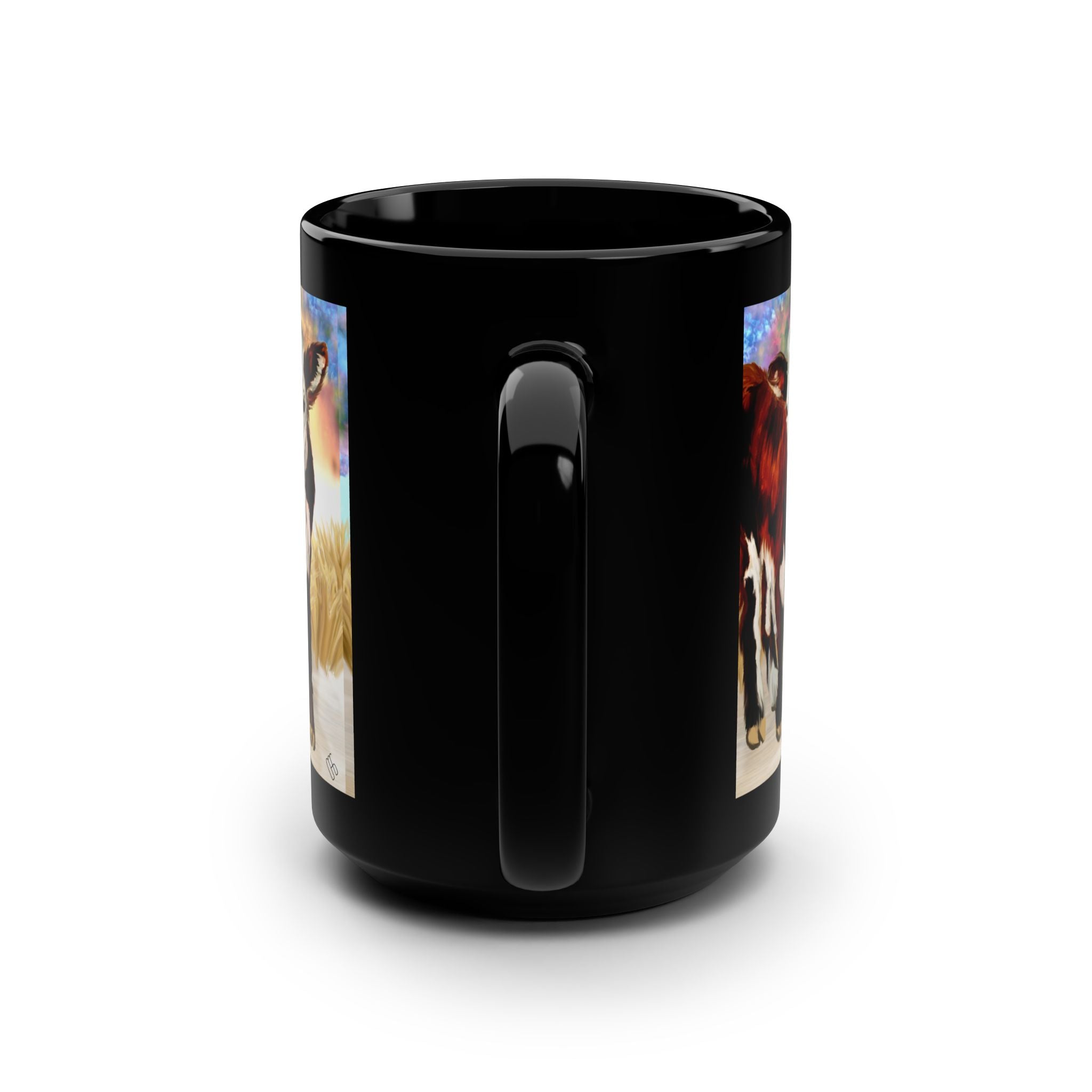 Herford Calf 15oz Black Mug — Playful Calf Coffee Cup