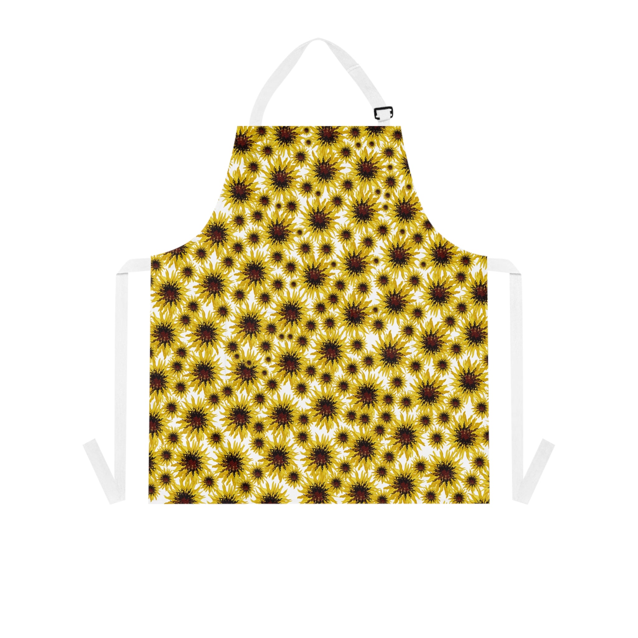 Sunflower Allover Print Apron — Bright Floral Kitchen Bib for Gardening & Cooking