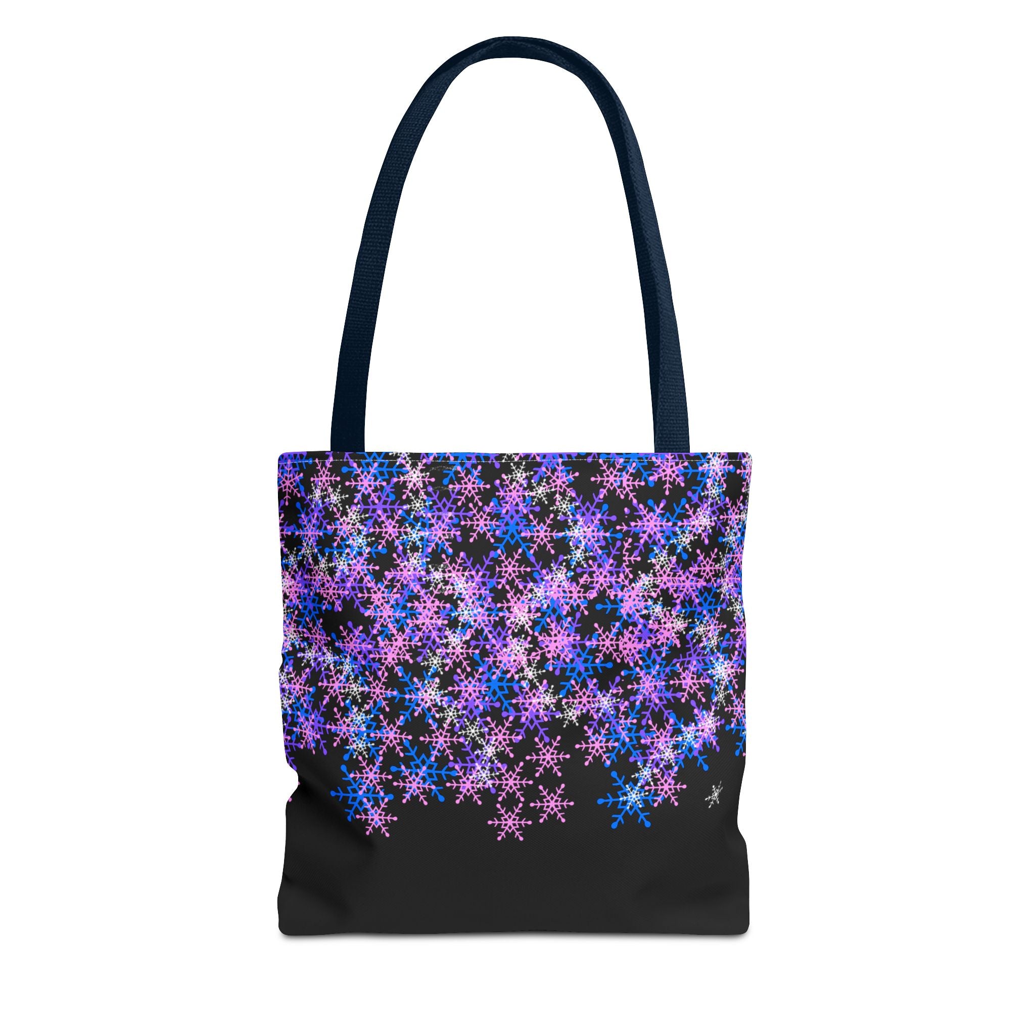 Cosmic Snowflake Tote Bag — Purple and Blue Snowflake Pattern Border Print