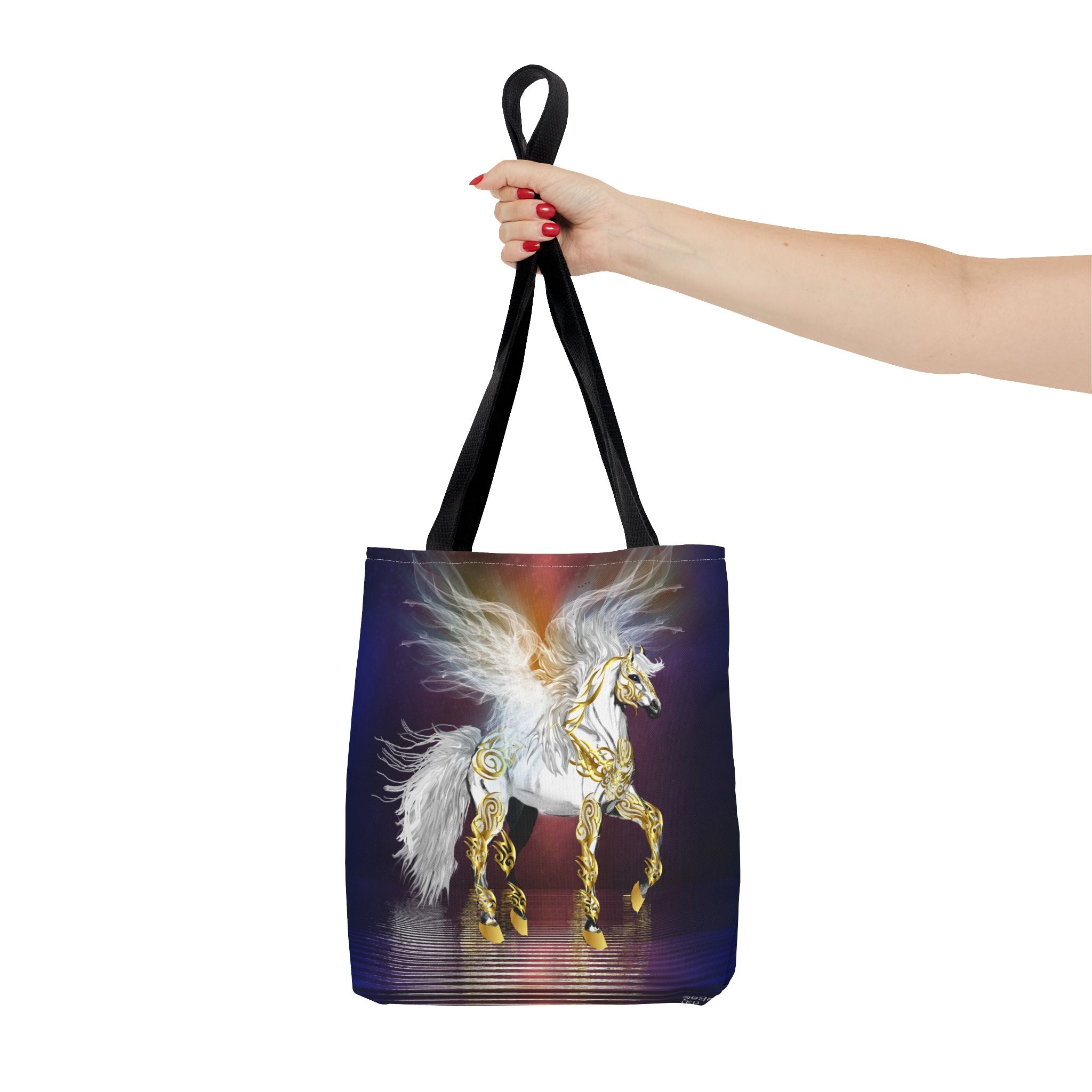 Pegasus Fantasy Tote Bag — Winged Gold-Accented Unicorn Tote