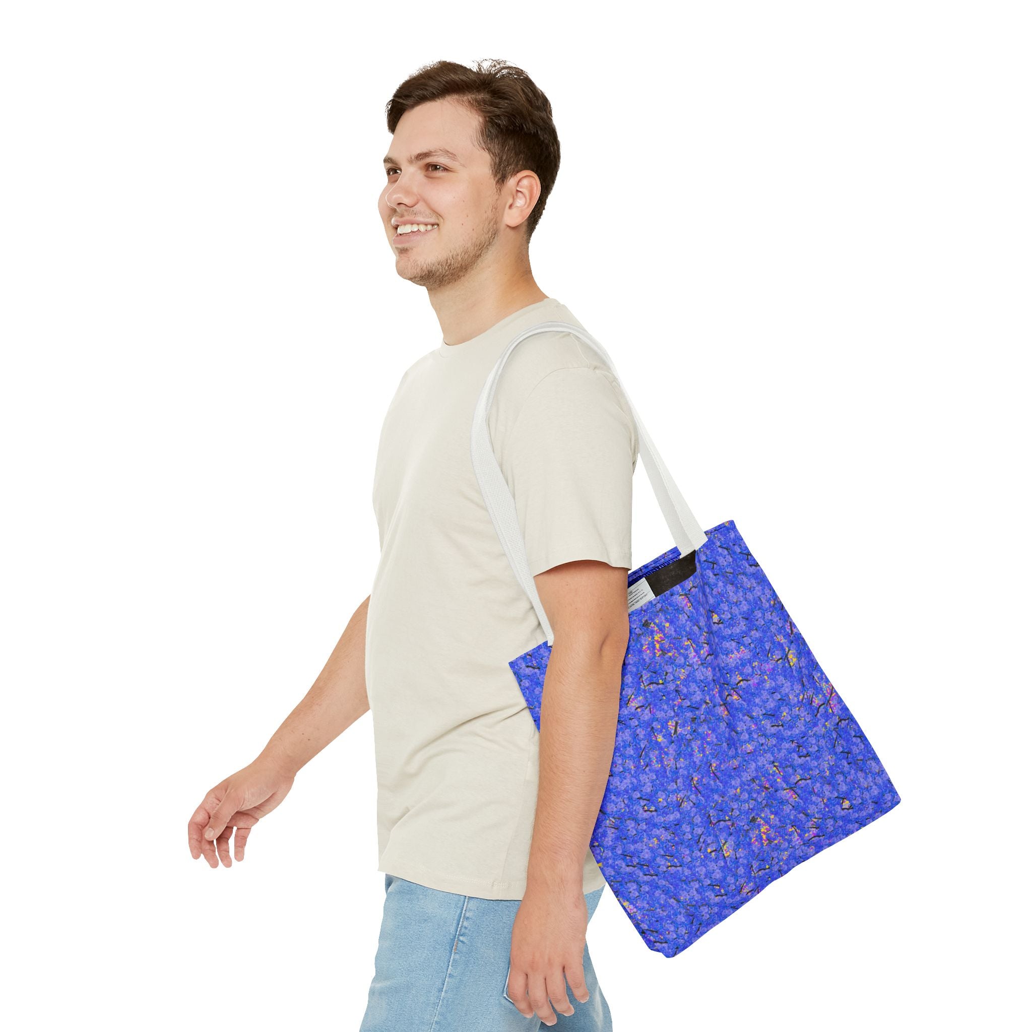 Blue Abstract Texture Tote Bag - Artistic All-Over Print Beach & Market Tote