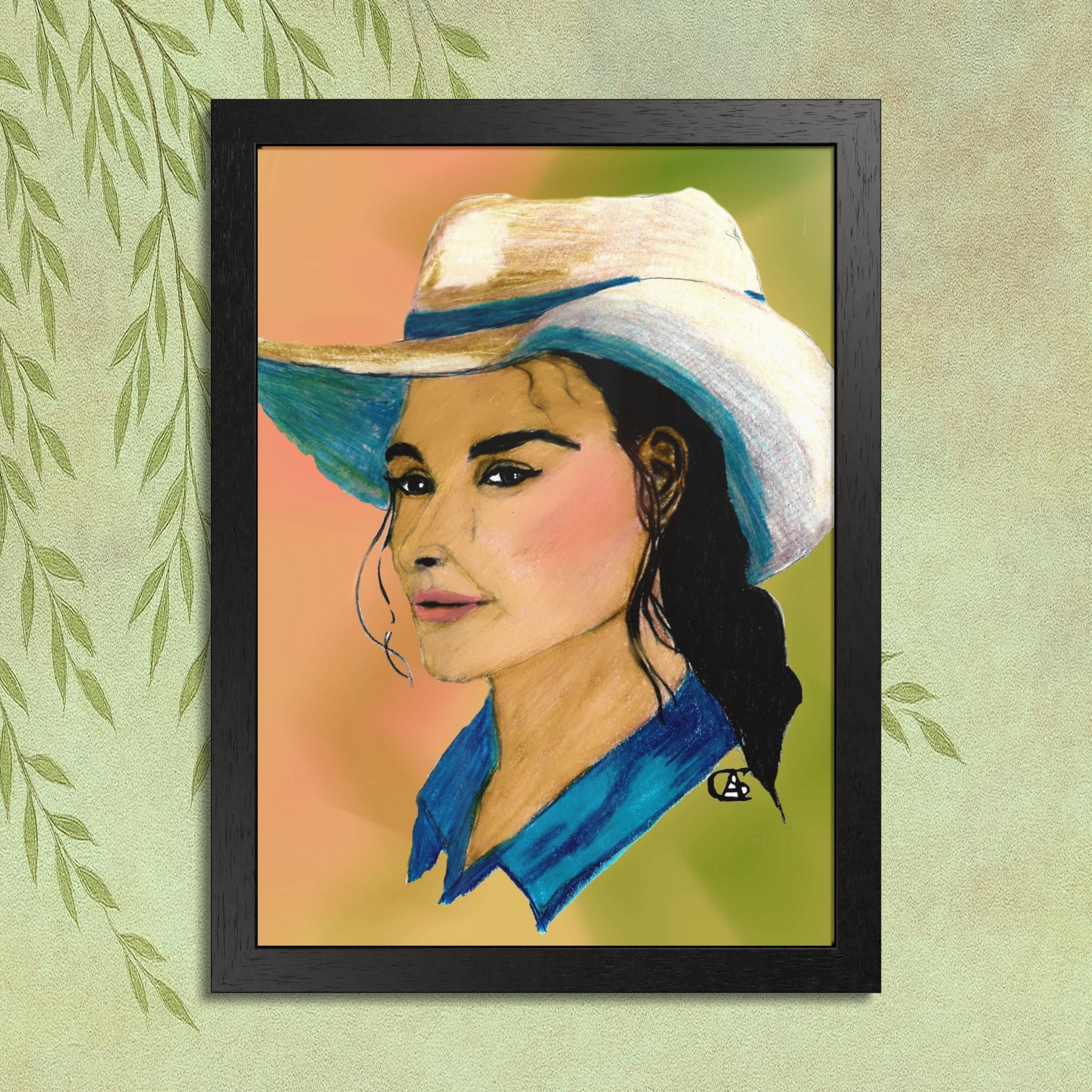 "Hazel' -- Cowgirl Portrait Framed Poster — Colorful Western Wall Art