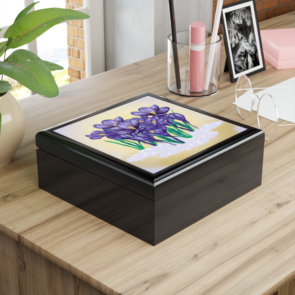 Floral Jewelry Box — Purple Crocus Keepsake Box