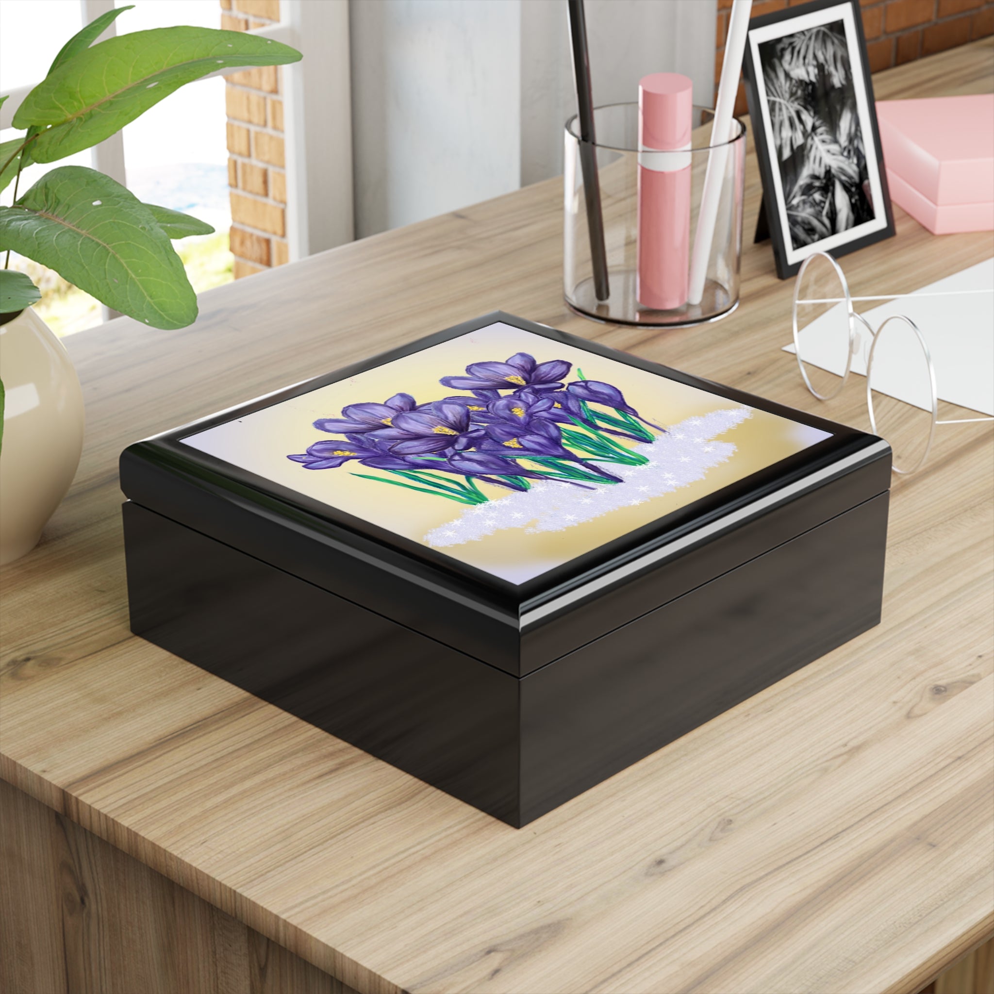 Floral Jewelry Box — Purple Crocus Keepsake Box