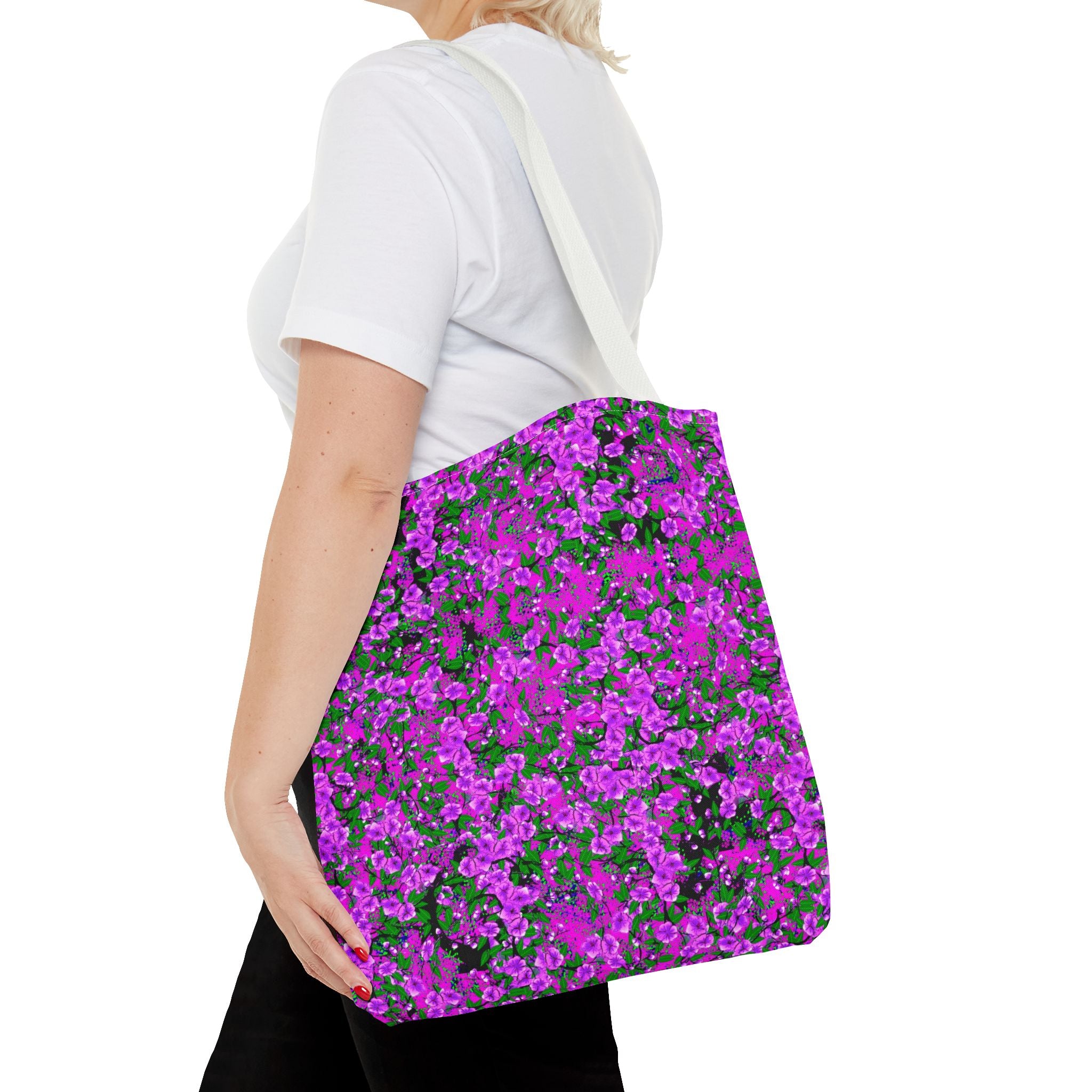 Pink Floral Pattern Tote Bag — All-Over-Print Reusable Shopper