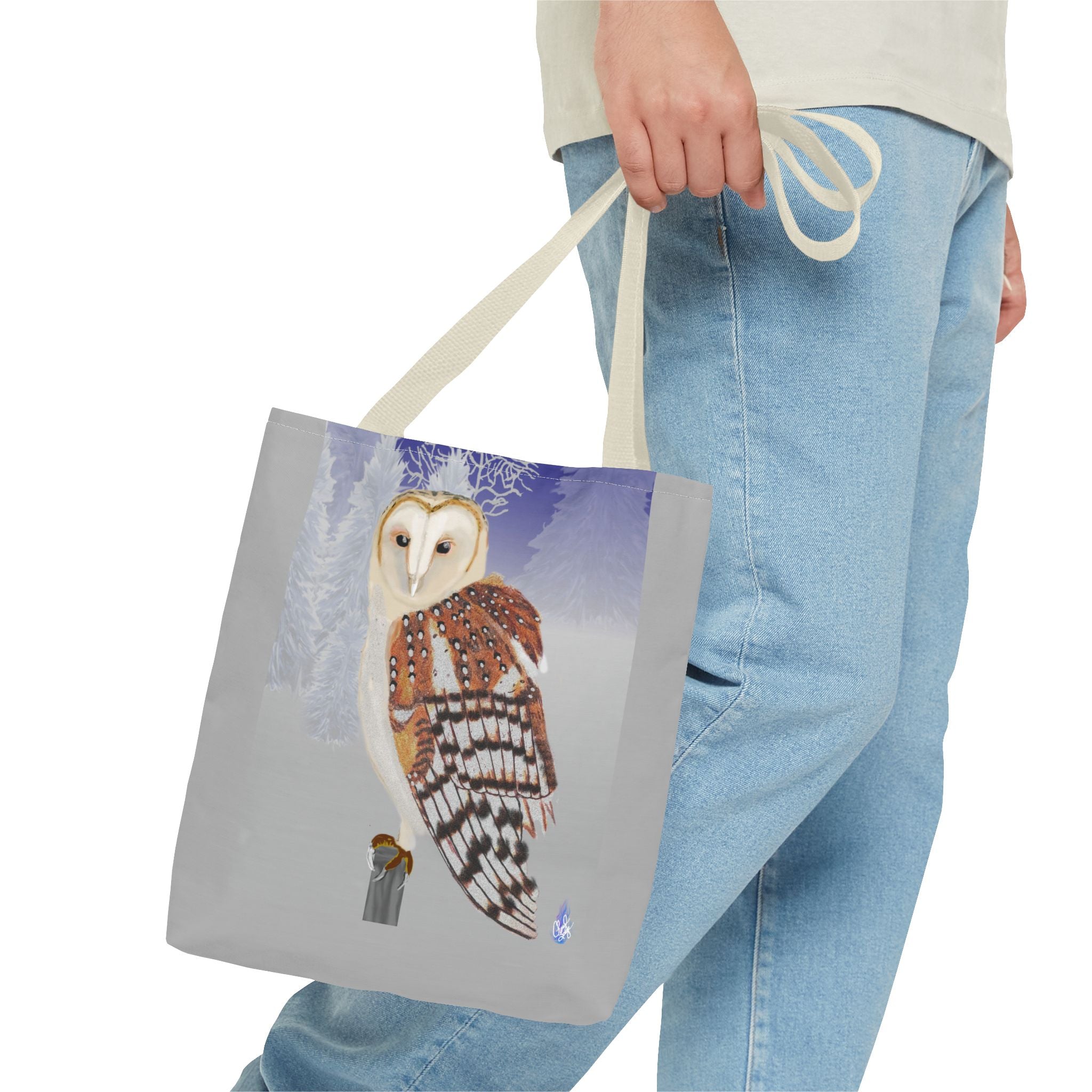 Barn Owl Art Tote Bag — Illustrated Wildlife Shoulder Tote