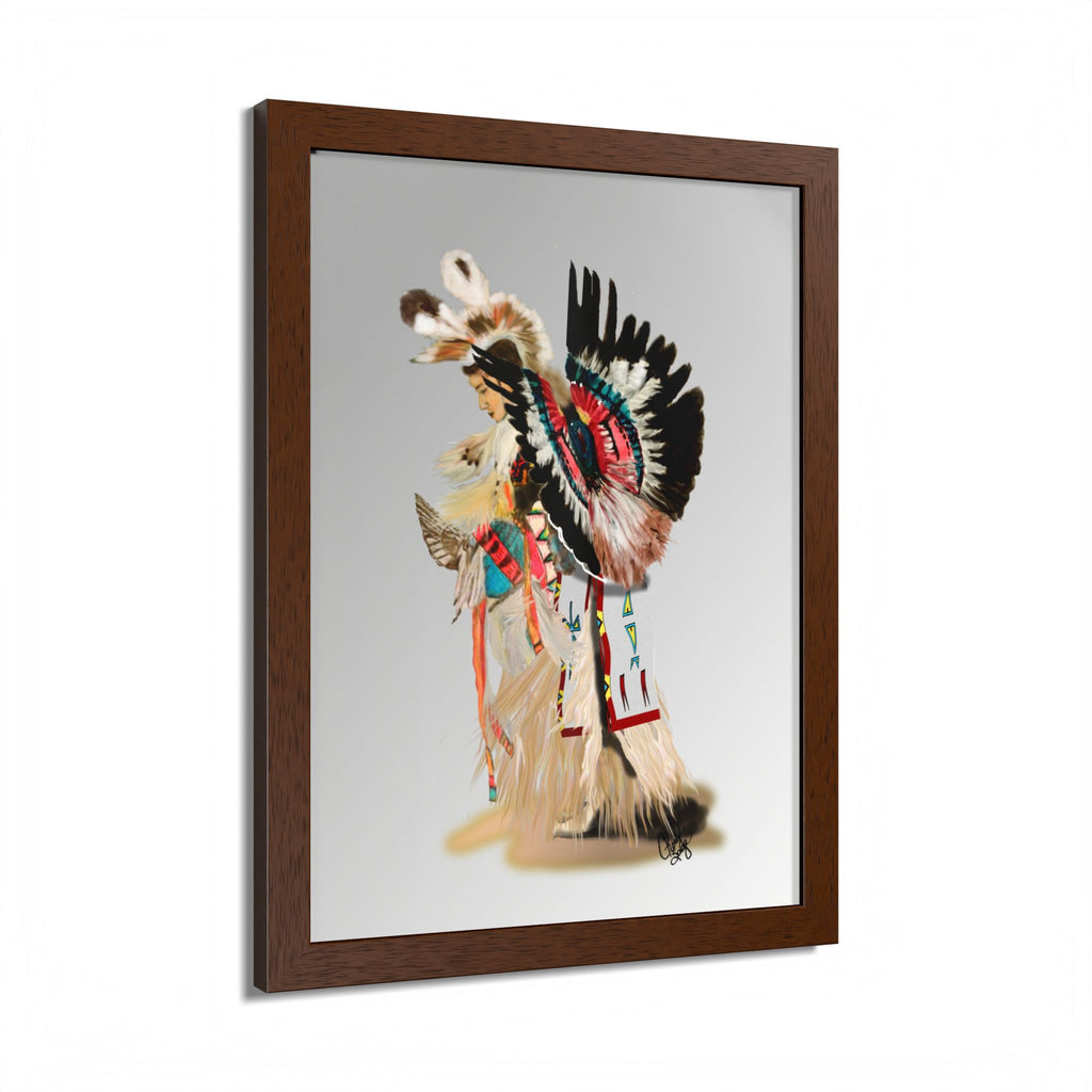 Native Dancer Framed Poster — Colorful Powwow Headdress Art