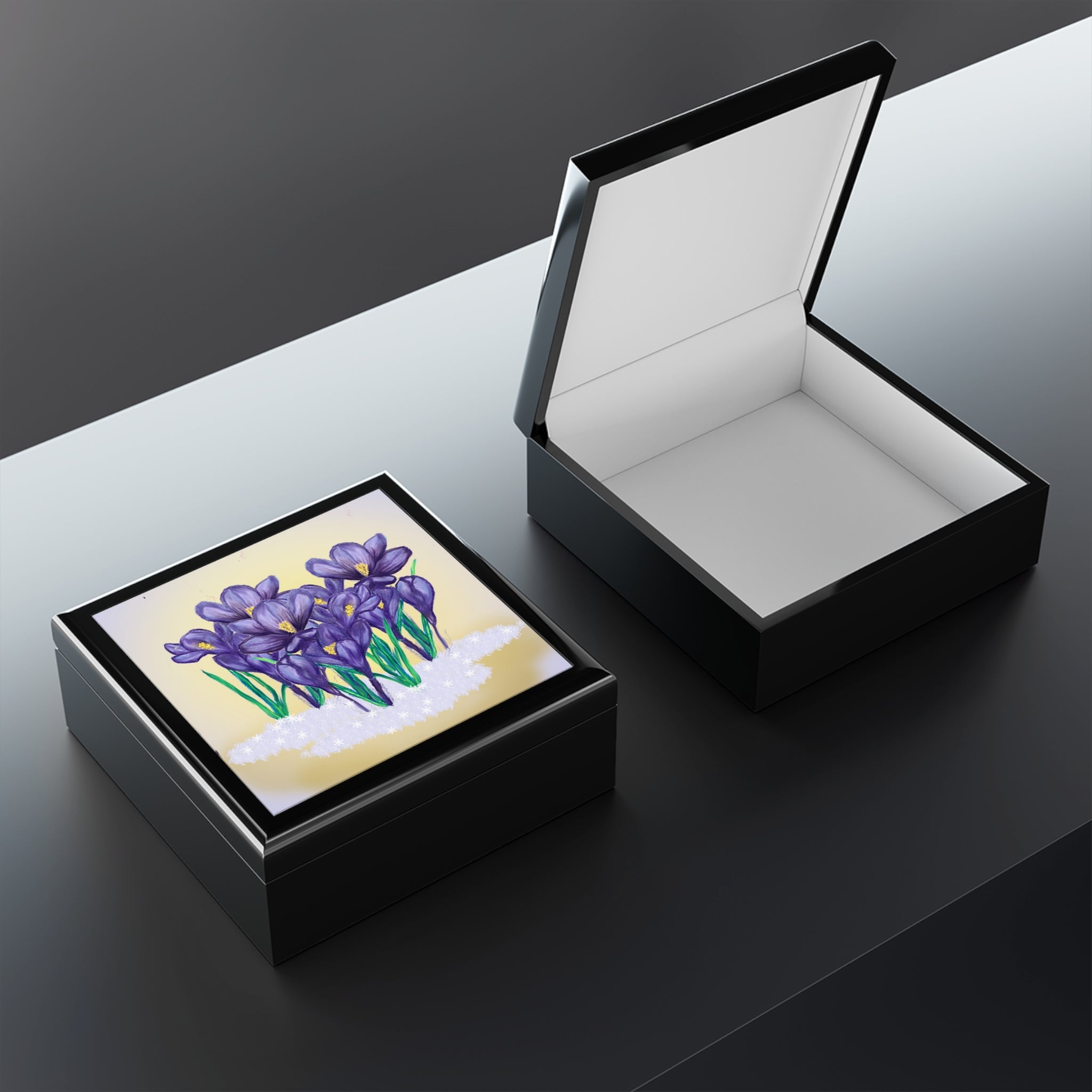 Floral Jewelry Box — Purple Crocus Keepsake Box