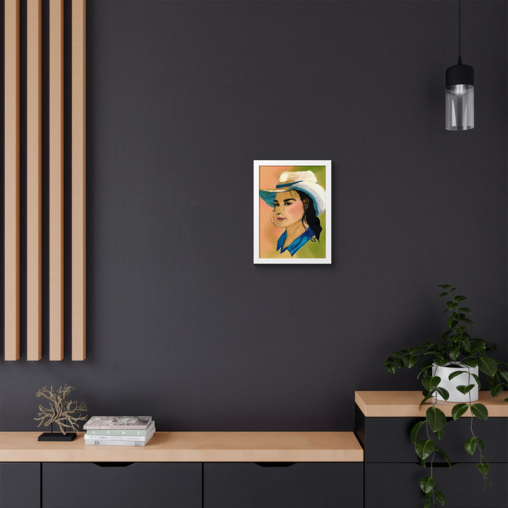 "Hazel' -- Cowgirl Portrait Framed Poster — Colorful Western Wall Art