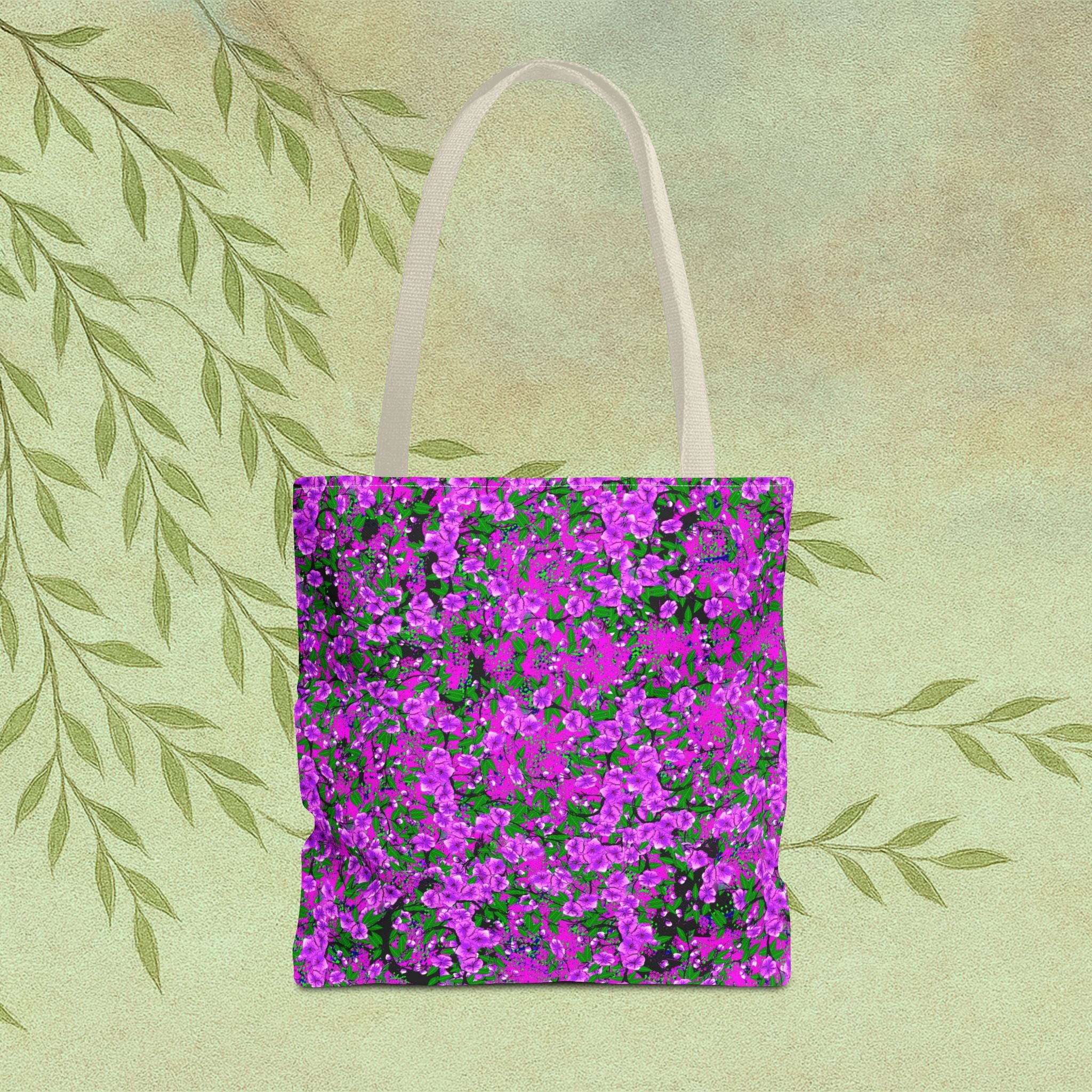 Pink Floral Pattern Tote Bag — All-Over-Print Reusable Shopper